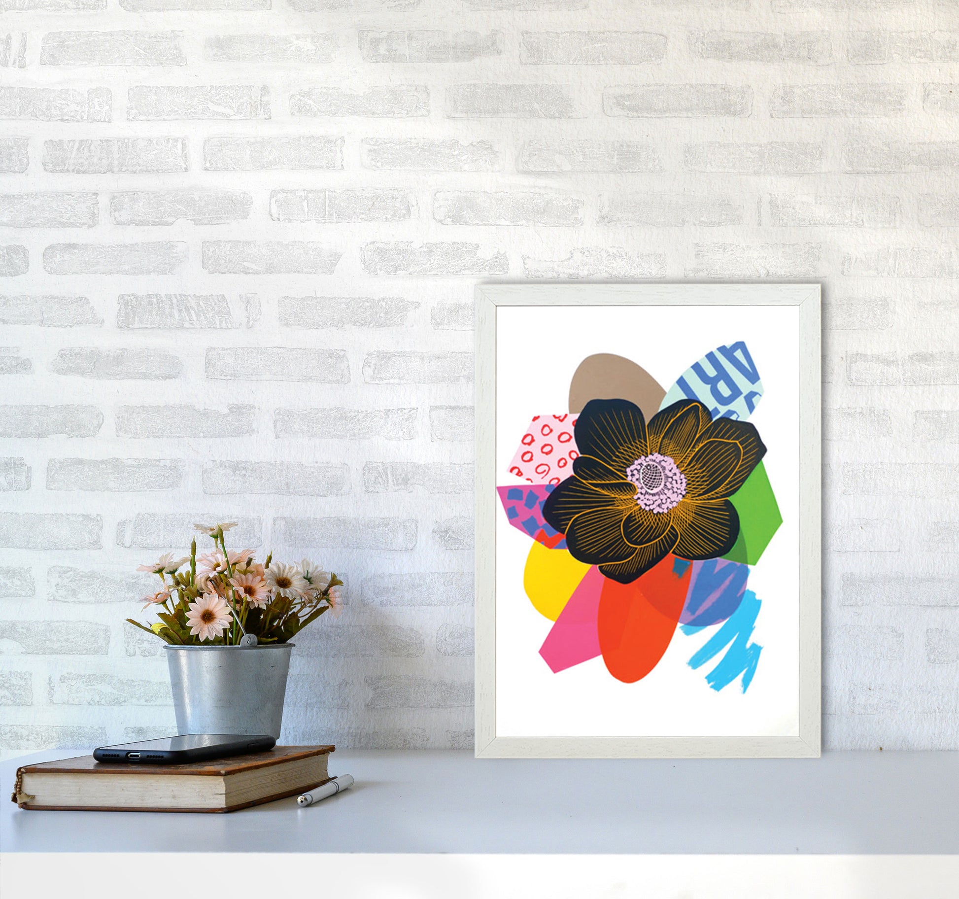 Anemone 1 Series 2 Art Print by Kate Heiss A3 Oak Frame