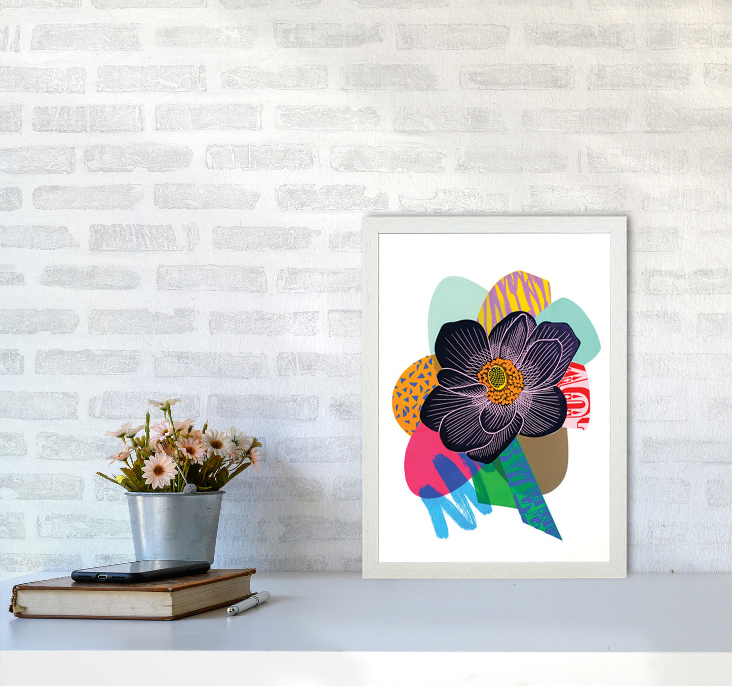 Anemone 2 Series 2 Art Print by Kate Heiss A3 Oak Frame