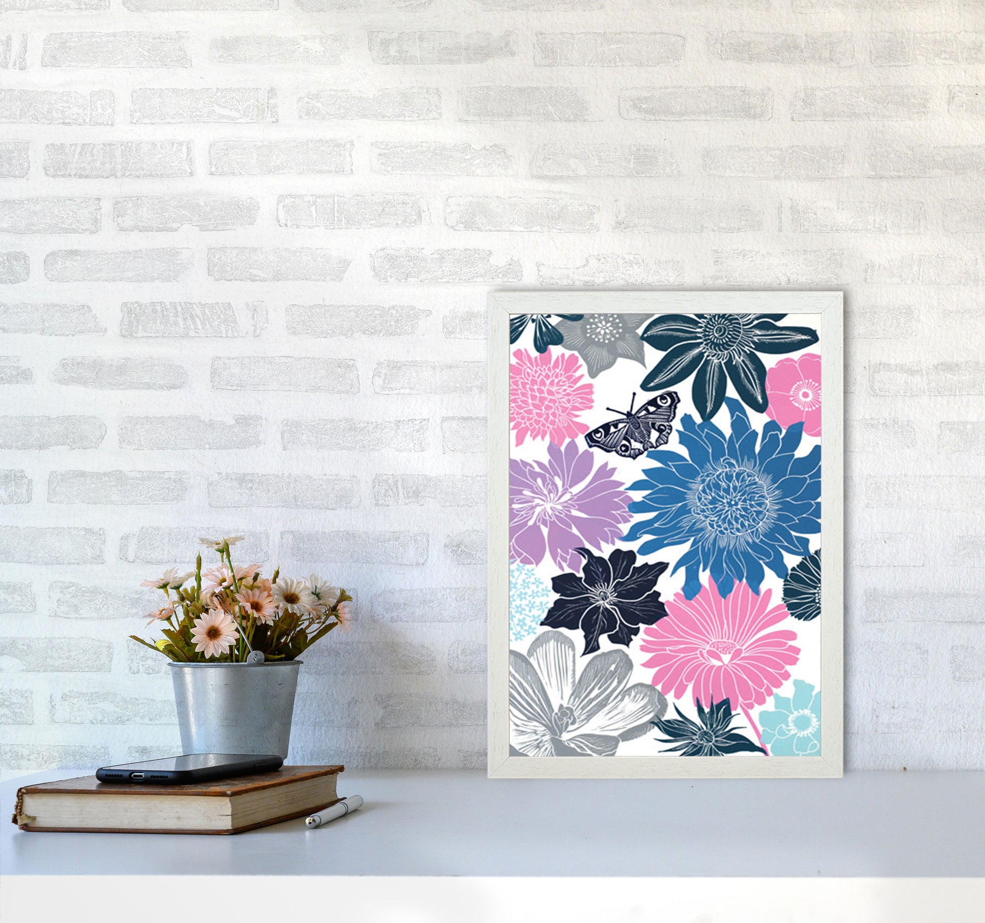 Cottage Garden 18 postcard Art Print by Kate Heiss A3 Oak Frame