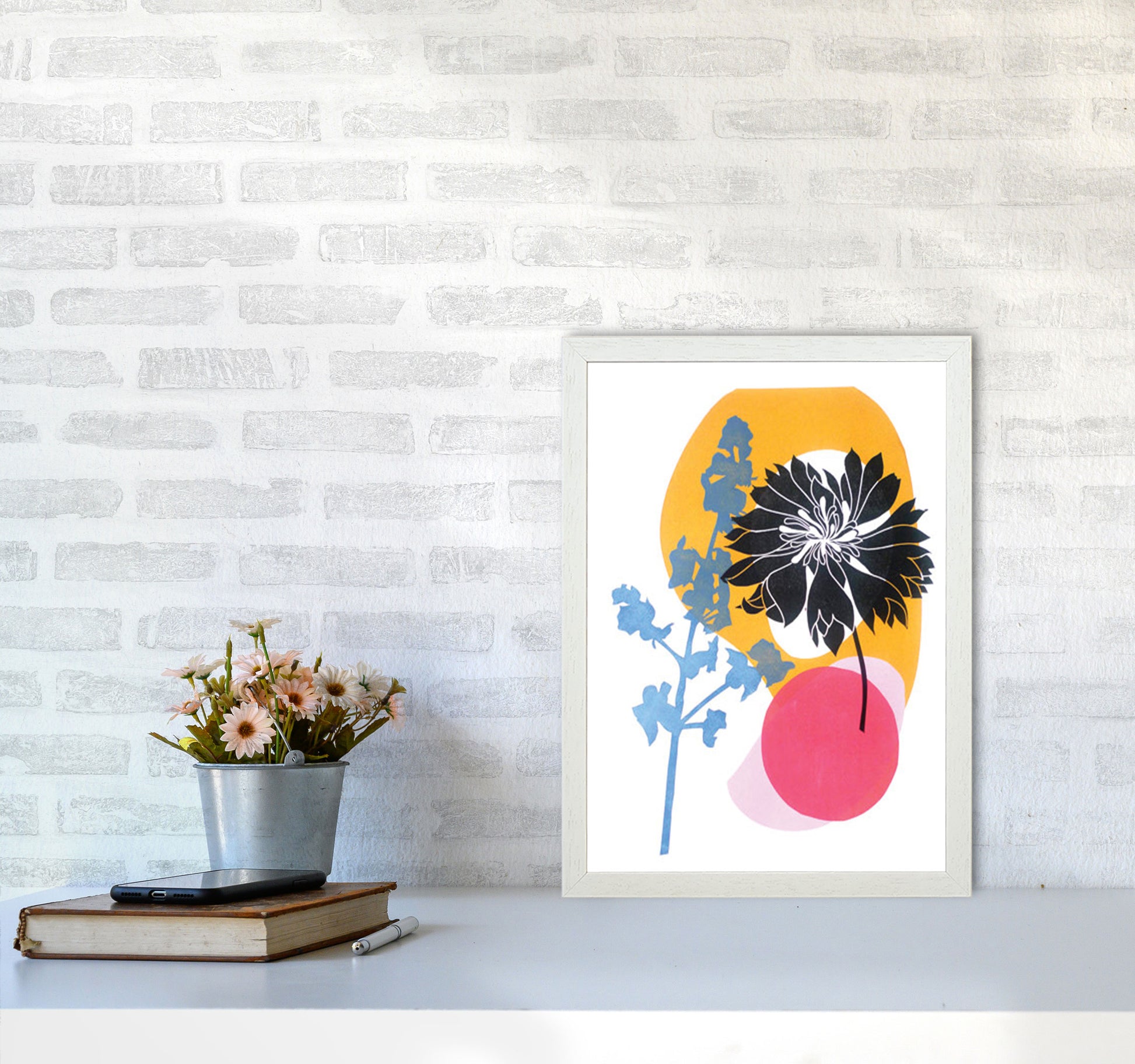 Cornflower Art Print by Kate Heiss A3 Oak Frame