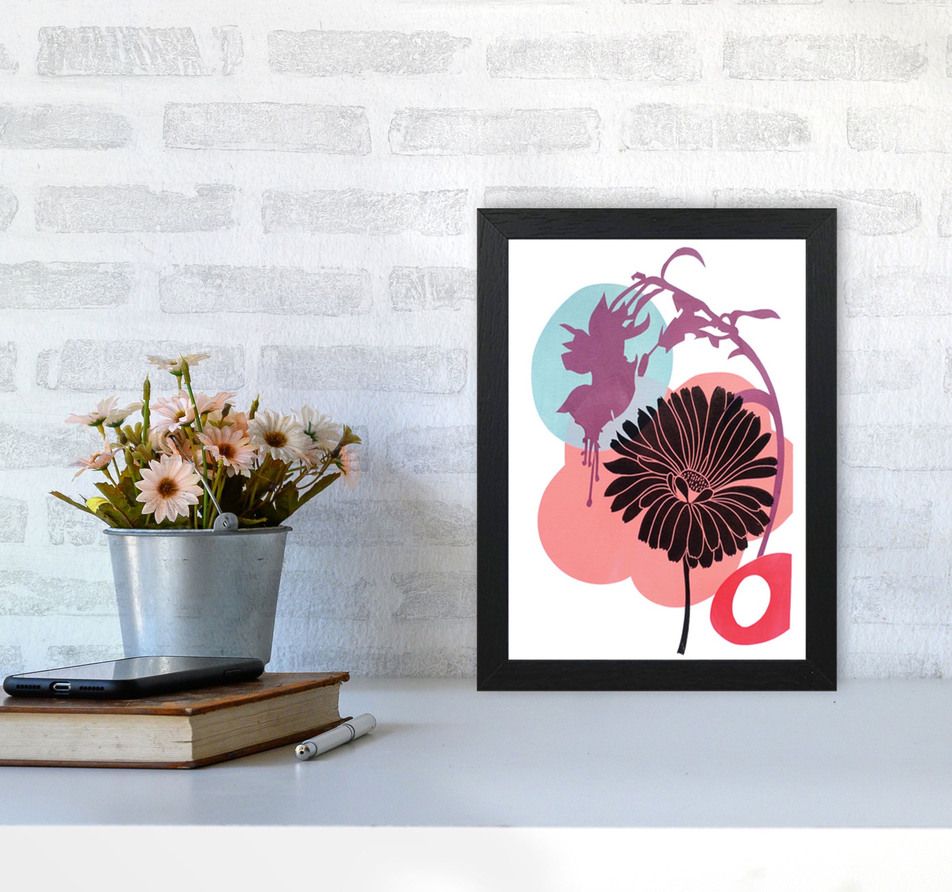 Fuschia Art Print by Kate Heiss A4 White Frame