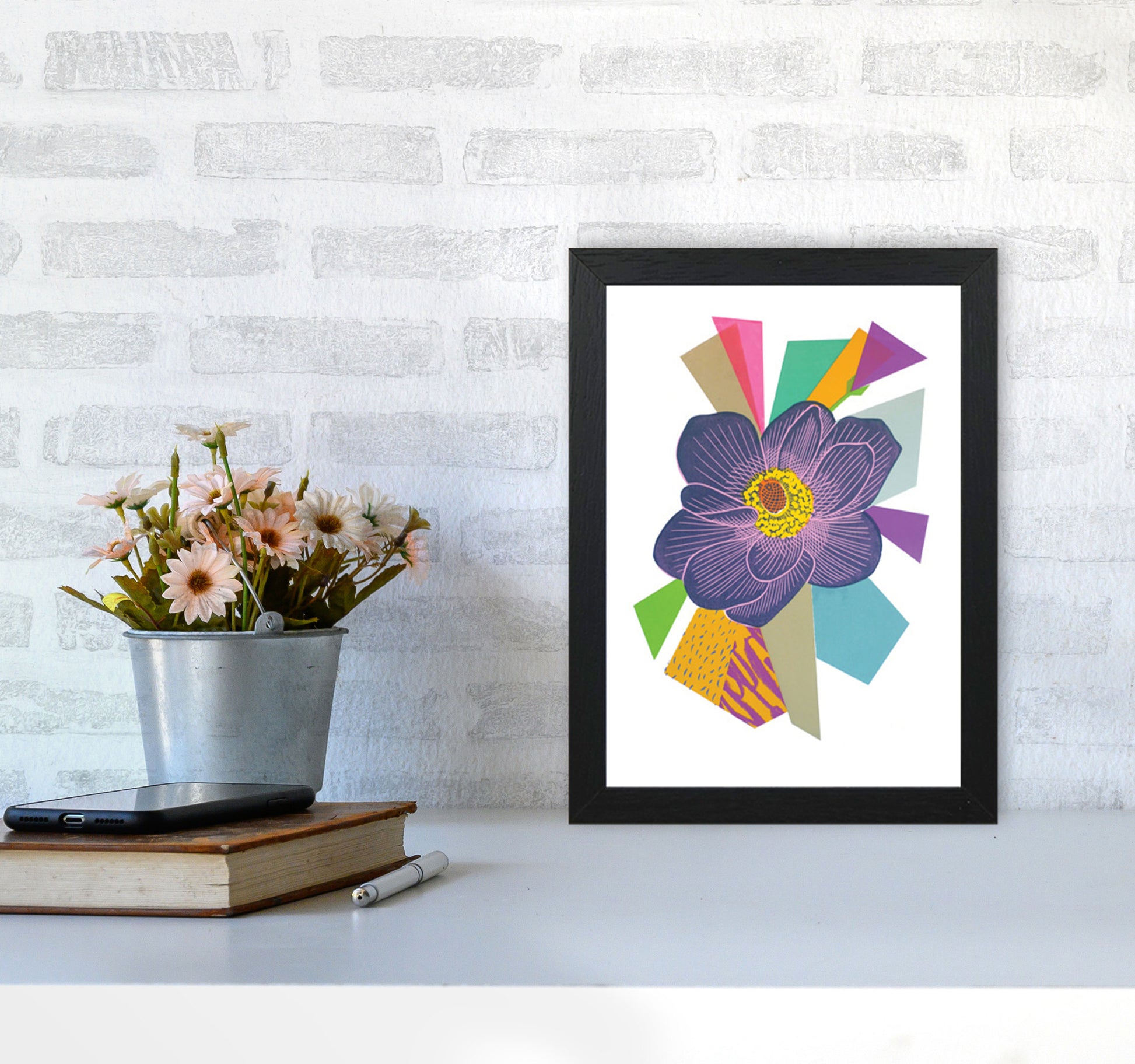 Anemone1 Series 1 Art Print by Kate Heiss A4 White Frame