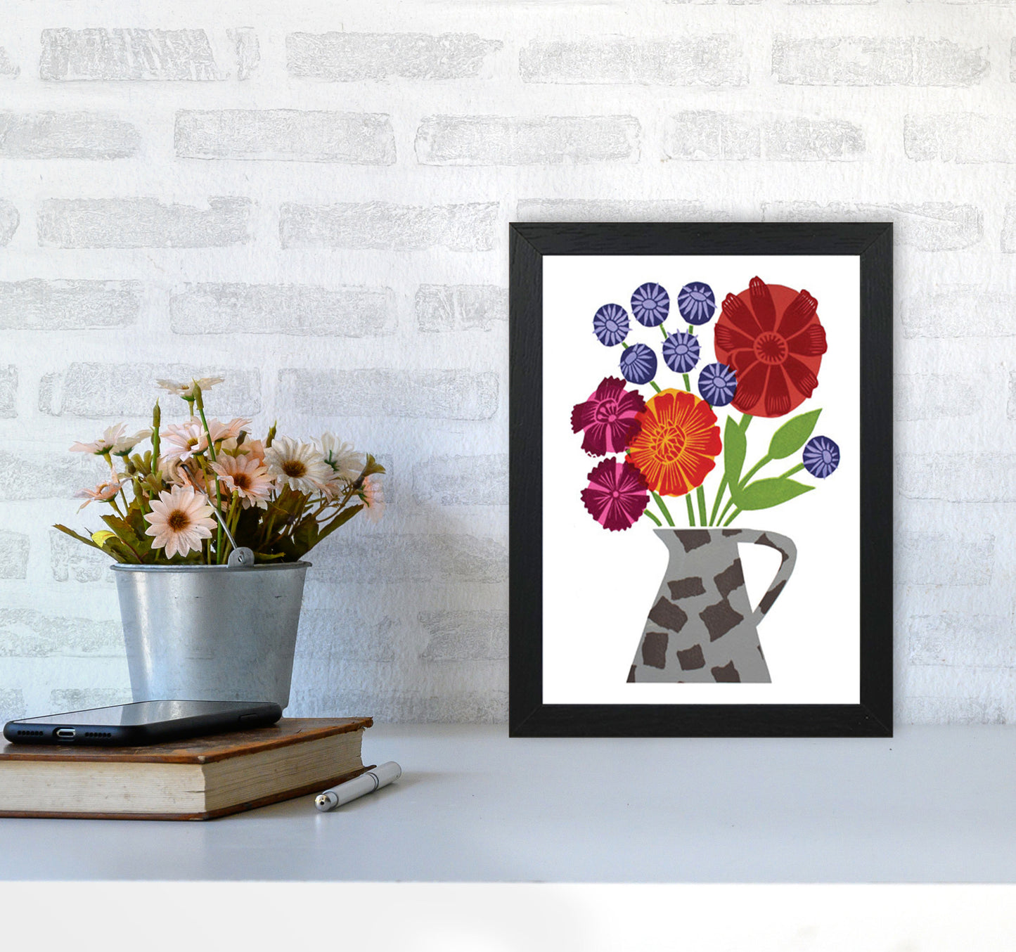 PatchVase Art Print by Kate Heiss A4 White Frame