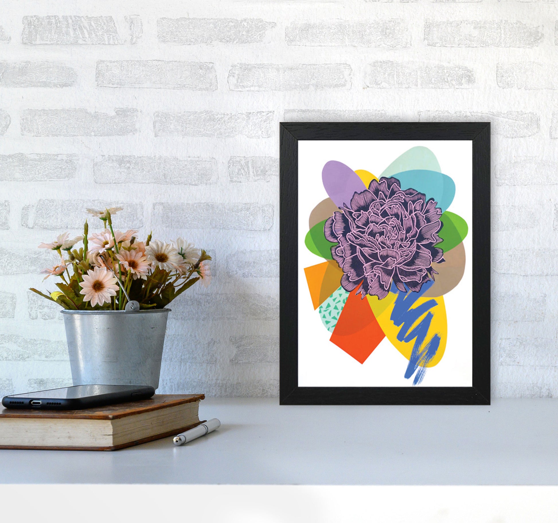 Peony 4 Series 1 Art Print by Kate Heiss A4 White Frame