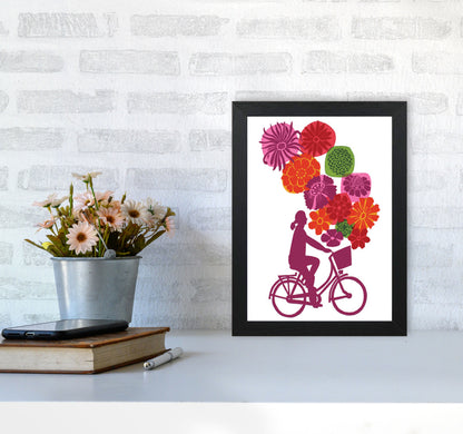 Bike Blooms Art Print by Kate Heiss A4 White Frame