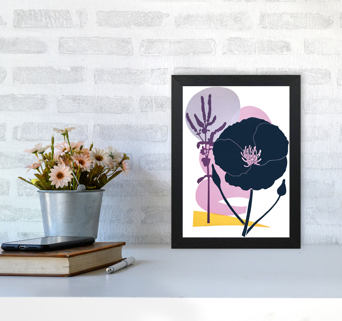 California Poppy postcard Art Print by Kate Heiss A4 White Frame
