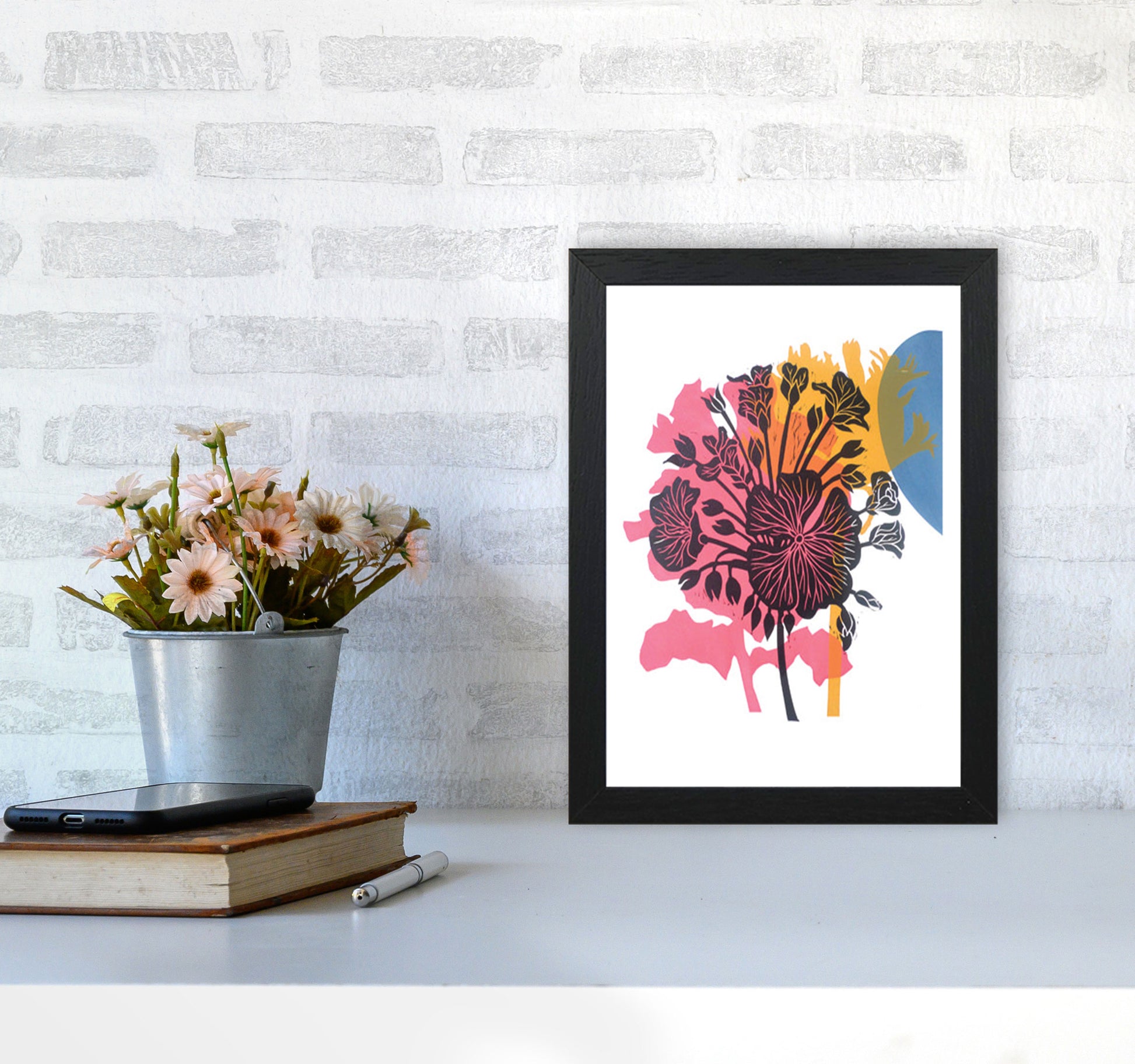 Geranium Art Print by Kate Heiss A4 White Frame