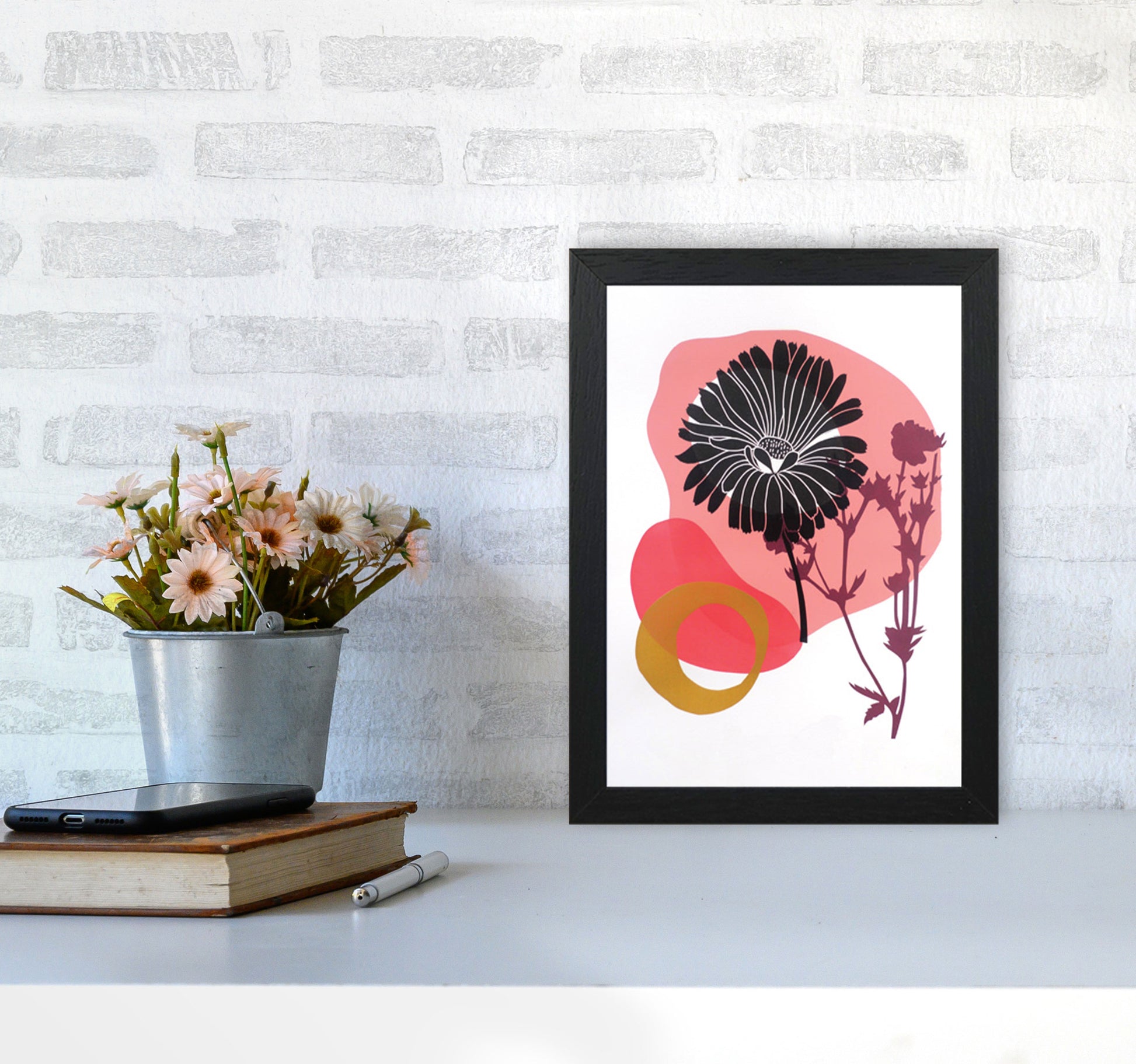 Calendula Officinalis postcard Art Print by Kate Heiss A4 White Frame