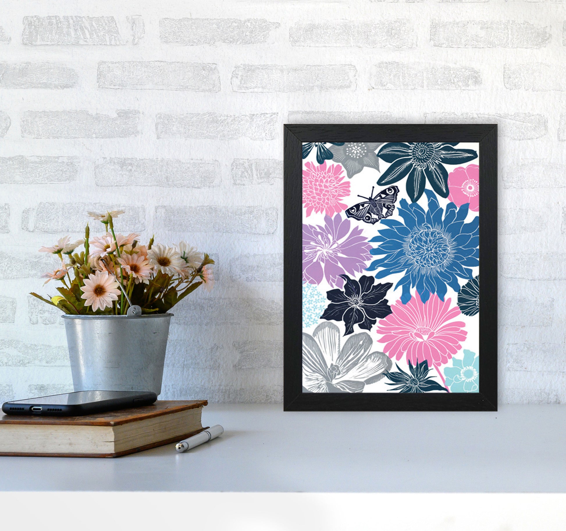 Cottage Garden 18 postcard Art Print by Kate Heiss A4 White Frame