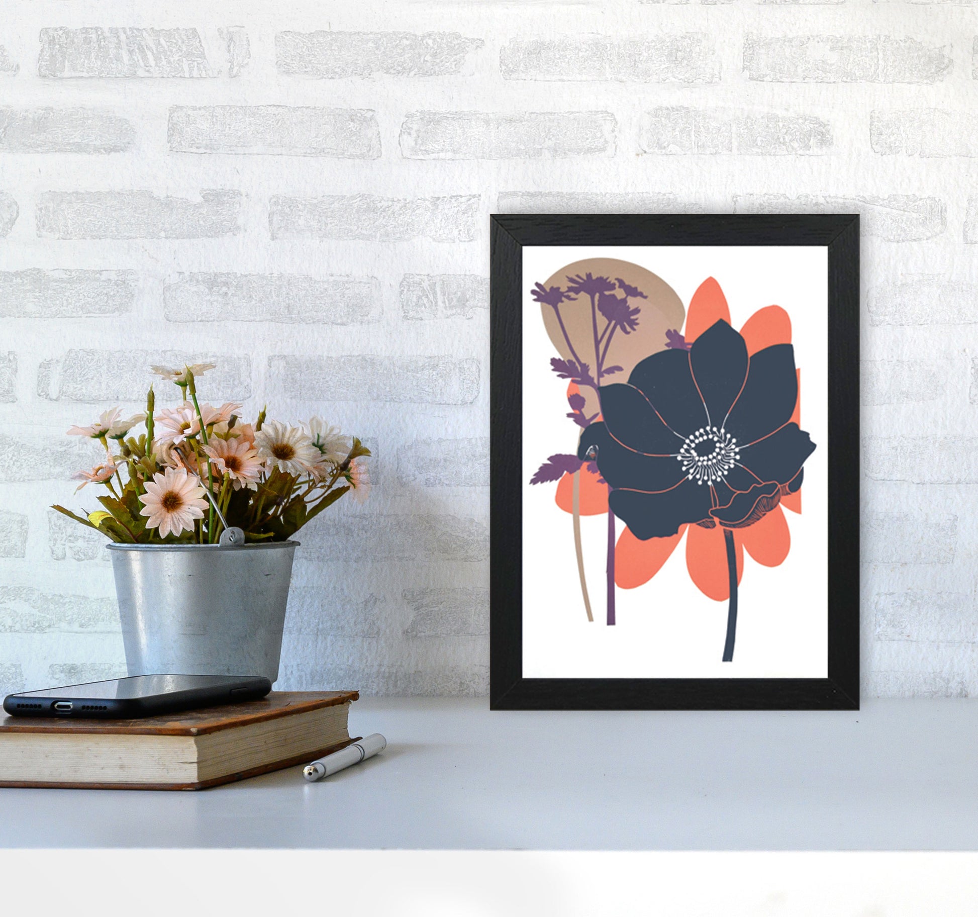 Anemone Coronaria Art Print by Kate Heiss A4 White Frame