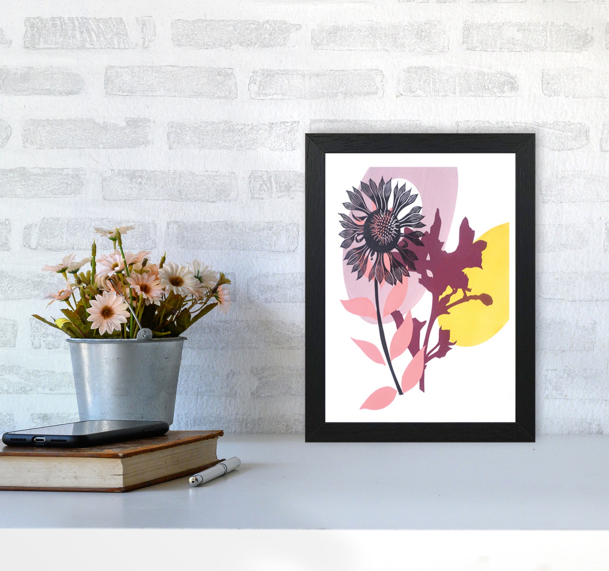 Gaillardia postcard Art Print by Kate Heiss A4 White Frame