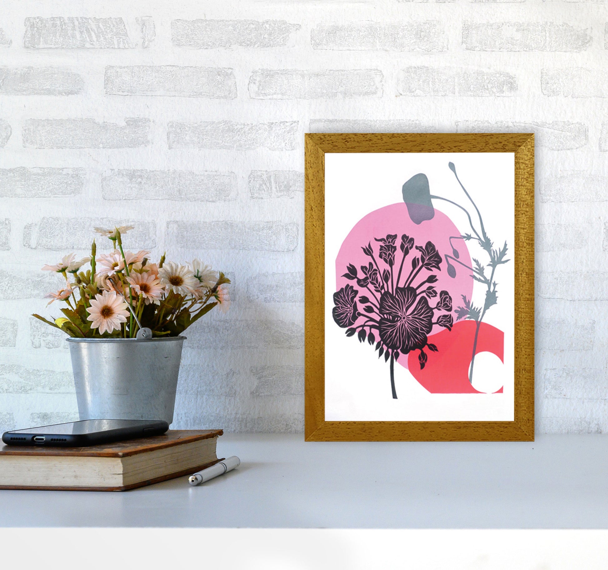Geranium & Poppy Art Print by Kate Heiss A4 Print Only