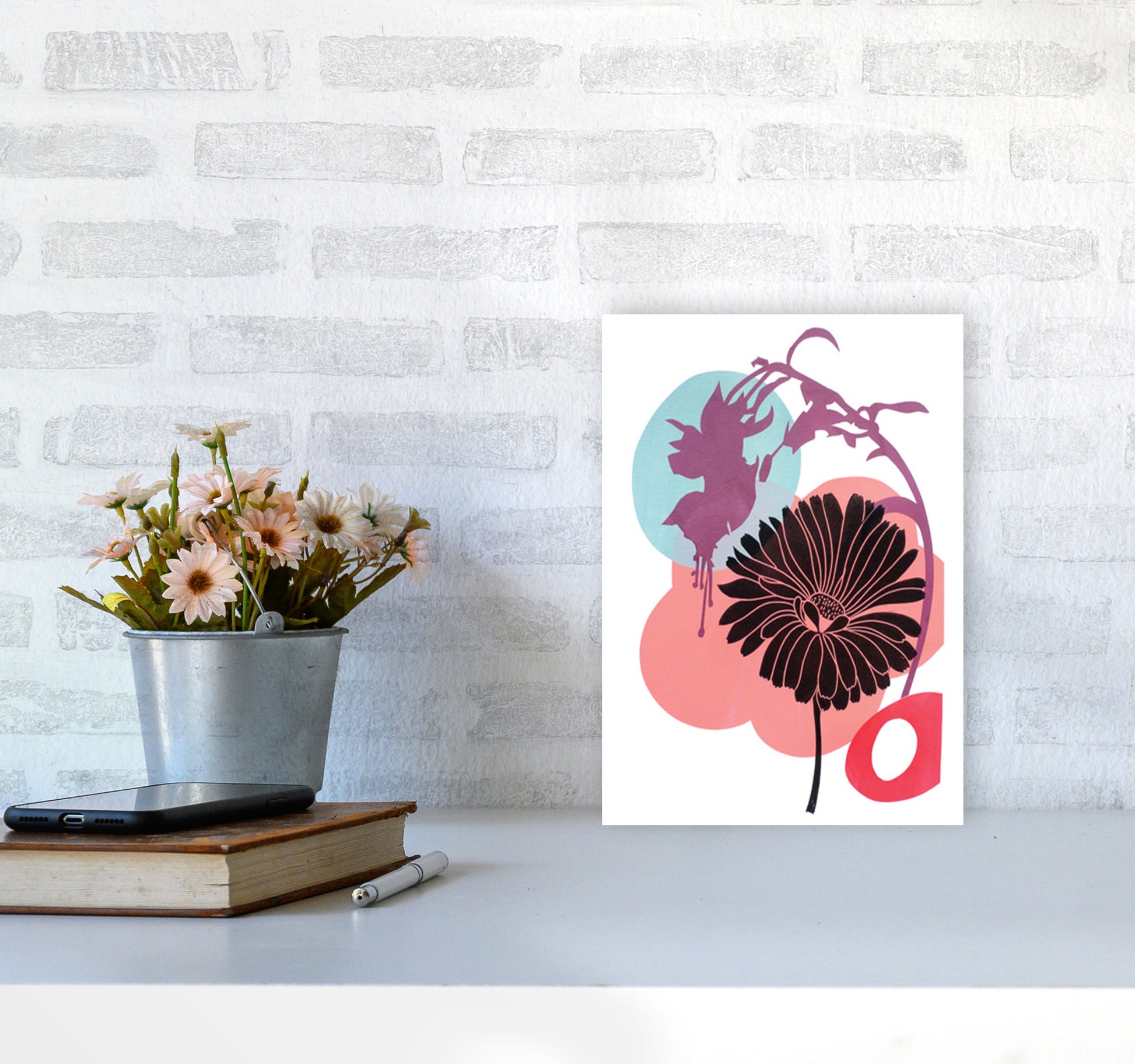 Fuschia Art Print by Kate Heiss A4 Black Frame