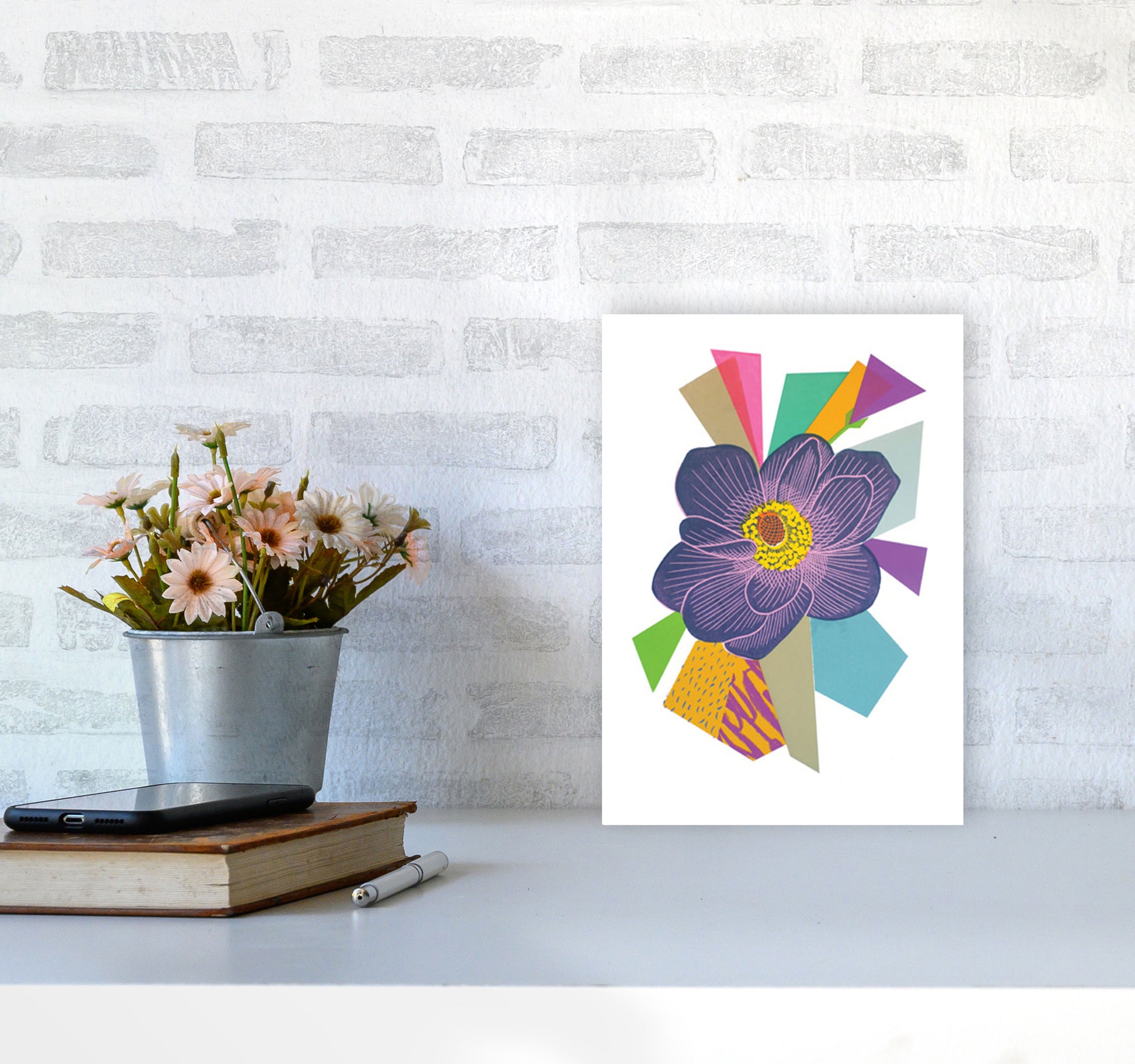 Anemone1 Series 1 Art Print by Kate Heiss A4 Black Frame