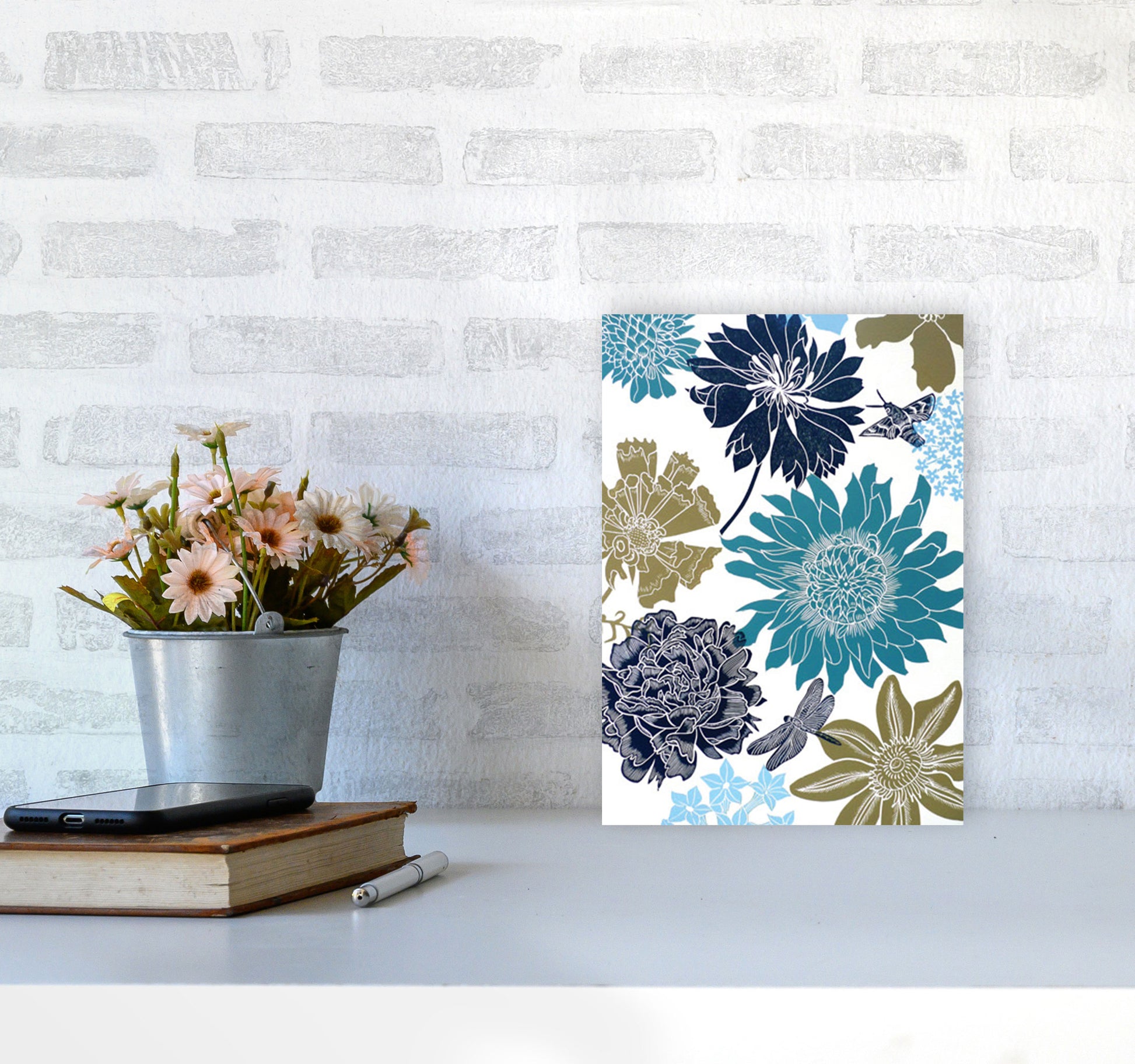 CottageGarden 9 postcard Art Print by Kate Heiss A4 Black Frame