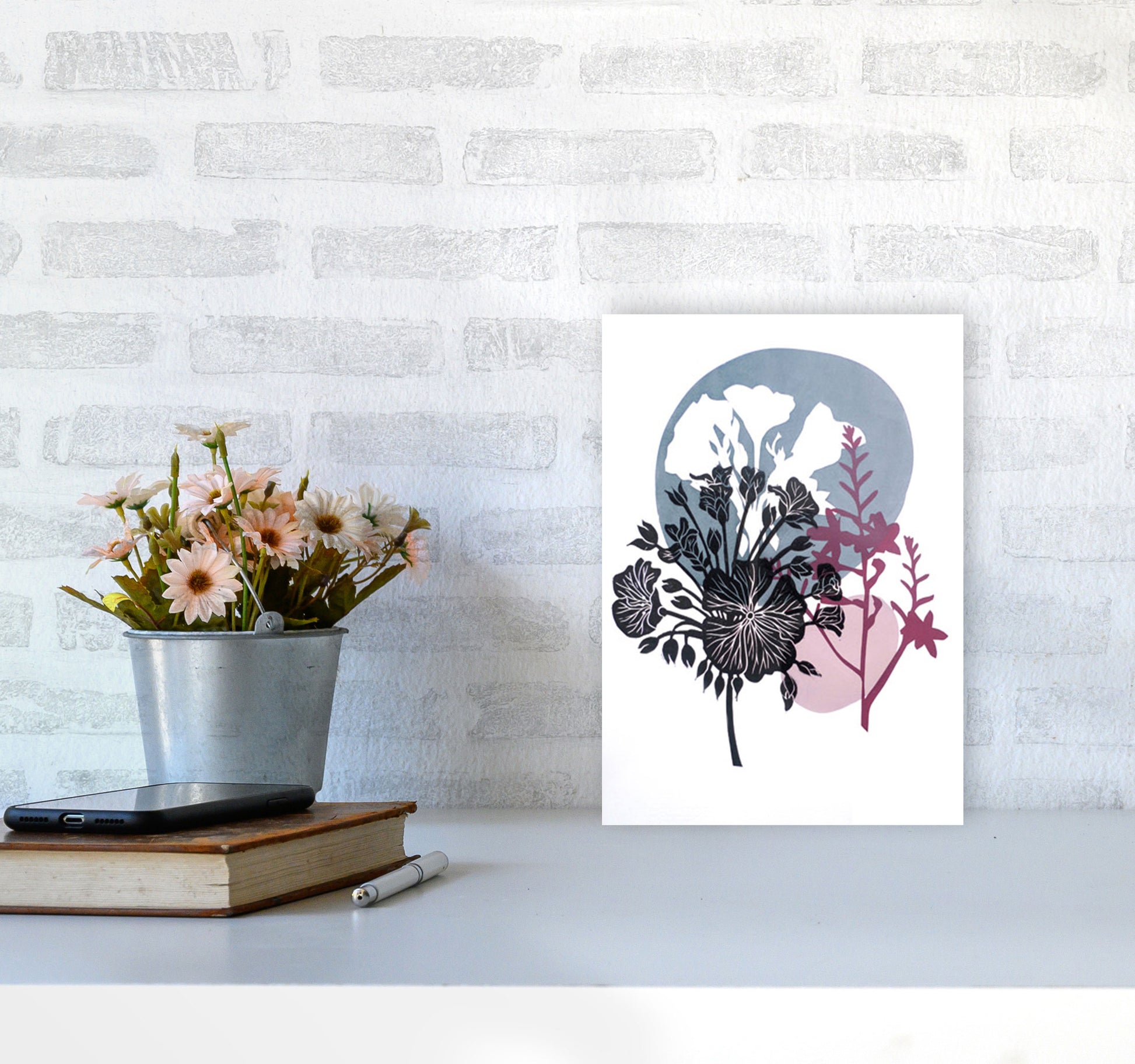 Montbretia postcard Art Print by Kate Heiss A4 Black Frame