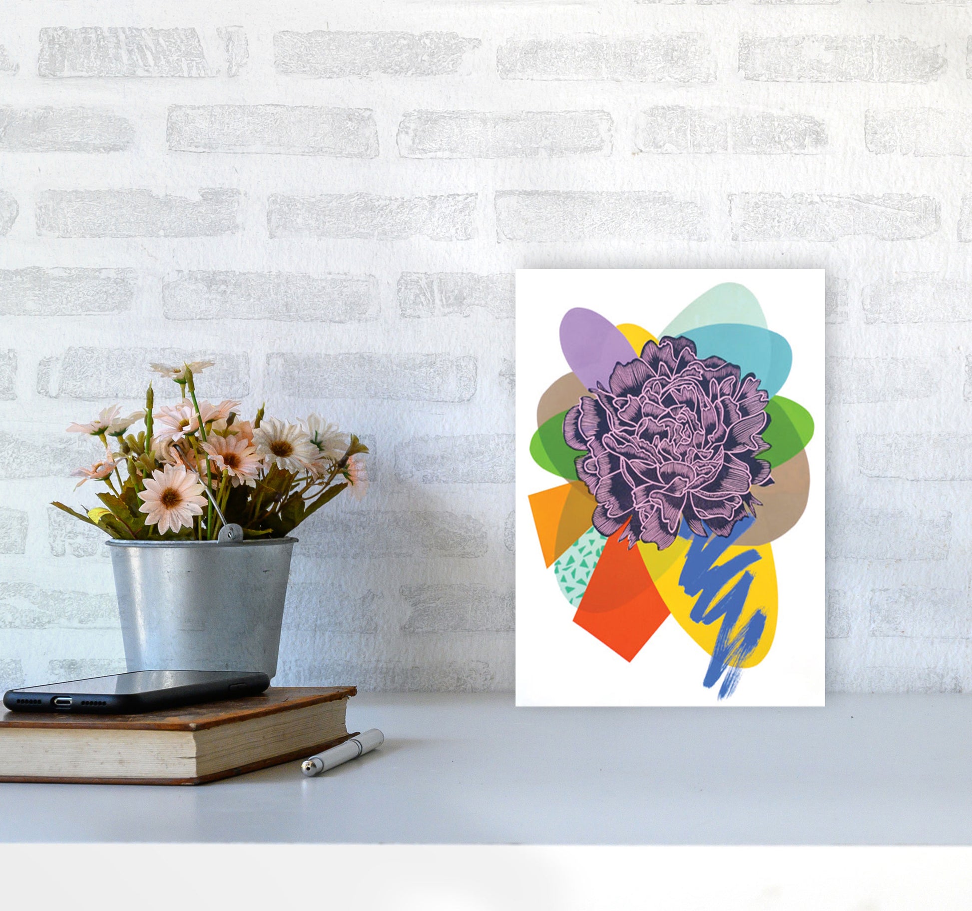 Peony 4 Series 1 Art Print by Kate Heiss A4 Black Frame