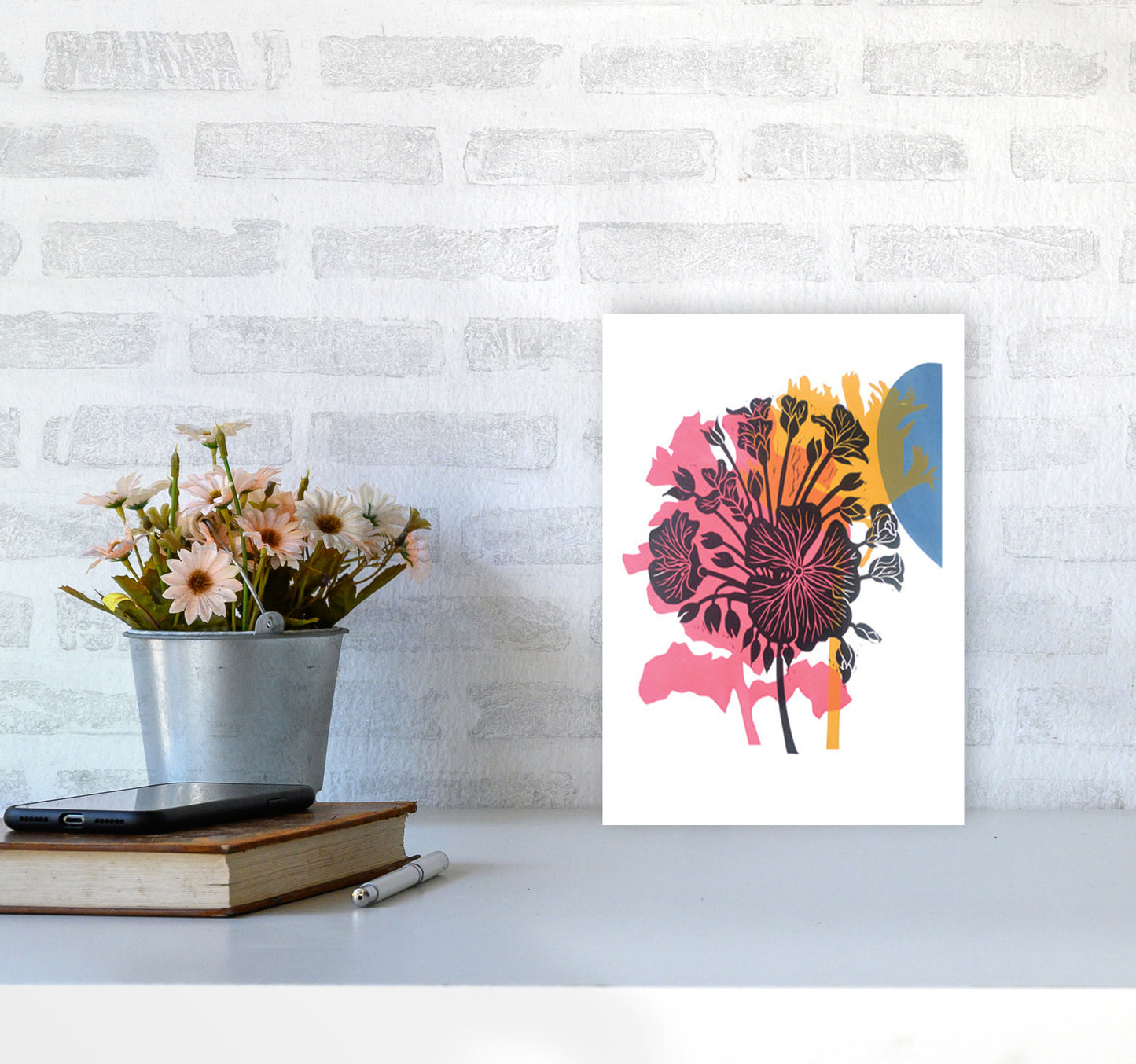 Geranium Art Print by Kate Heiss A4 Black Frame