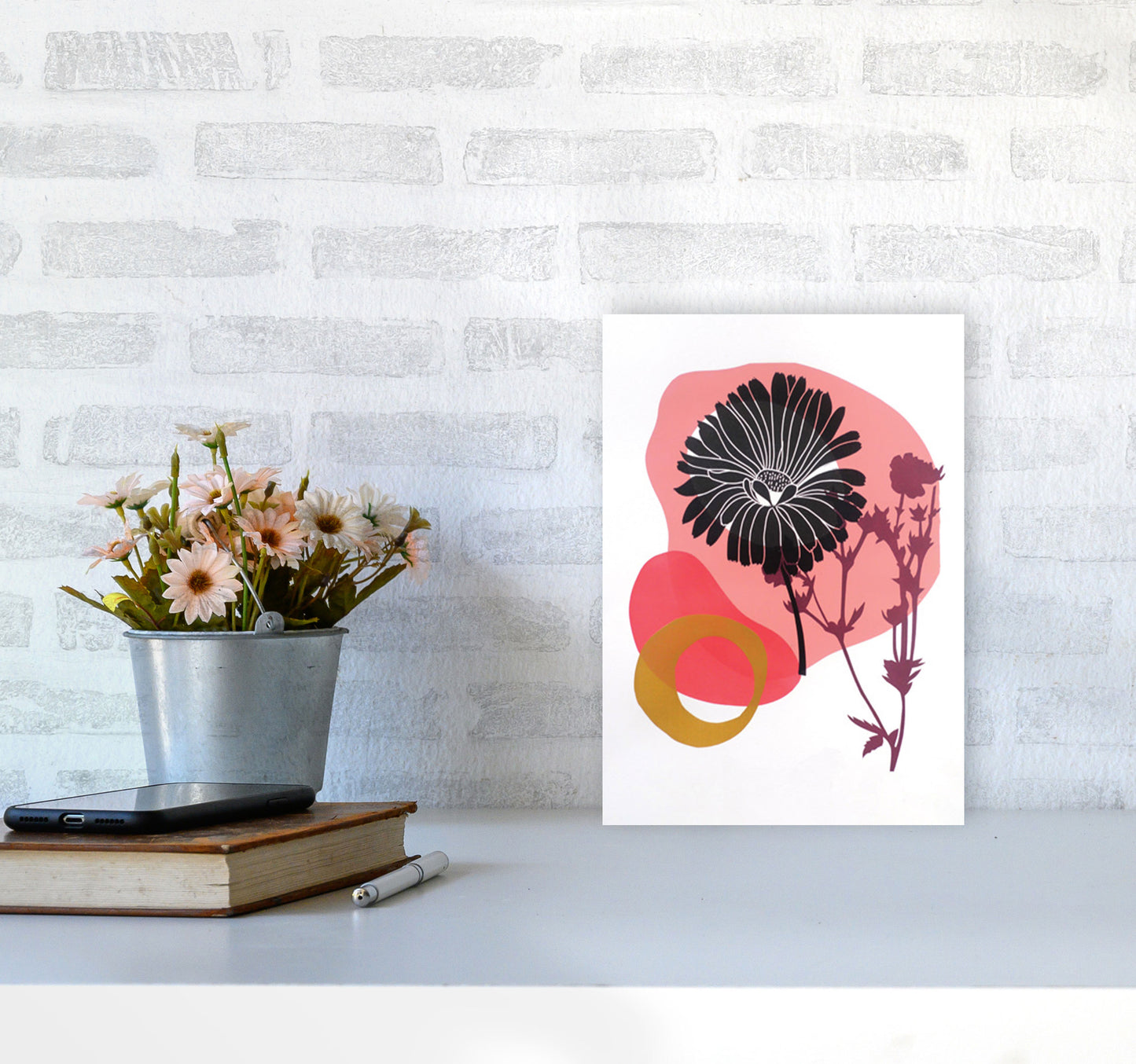 Calendula Officinalis postcard Art Print by Kate Heiss A4 Black Frame