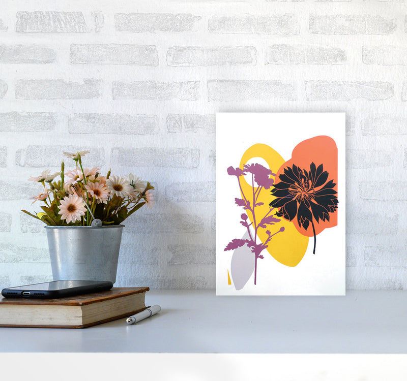 Scabiosa & Daisy Art Print by Kate Heiss A4 Black Frame
