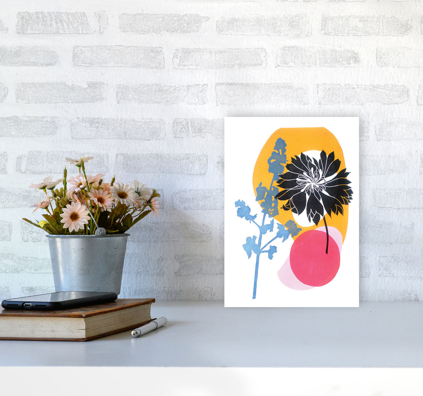 Cornflower Art Print by Kate Heiss A4 Black Frame