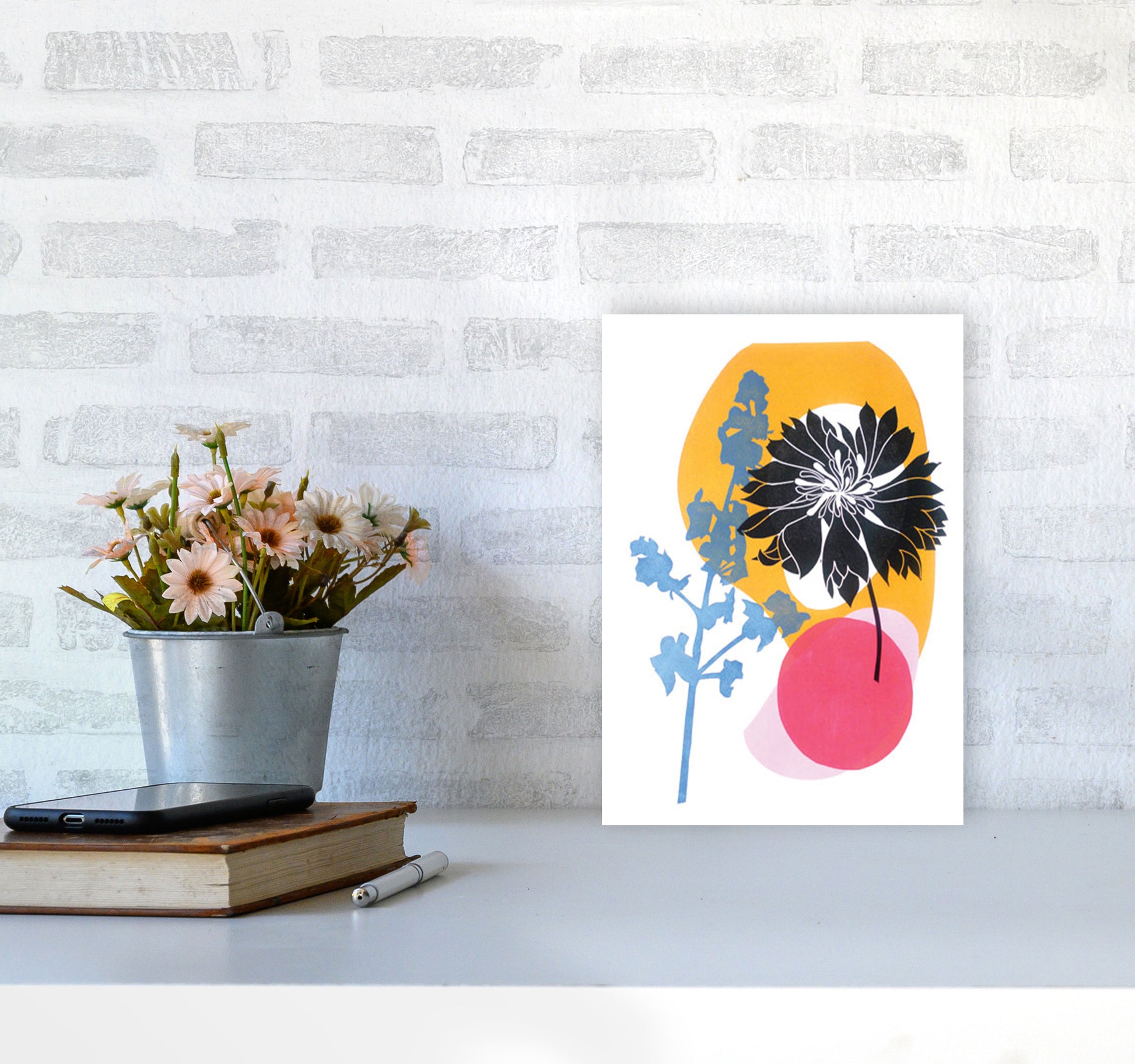Cornflower Art Print by Kate Heiss A4 Black Frame