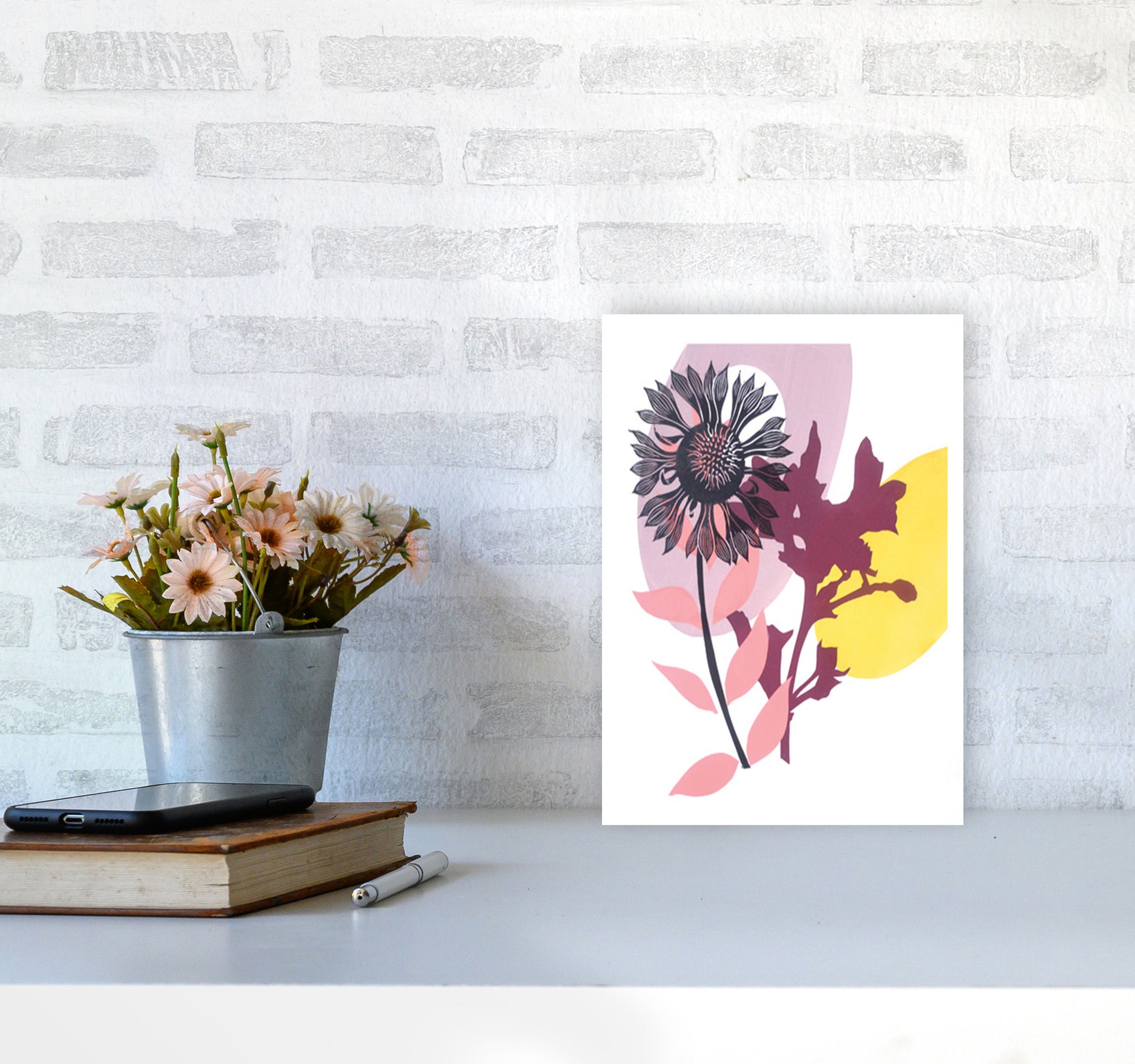 Gaillardia postcard Art Print by Kate Heiss A4 Black Frame