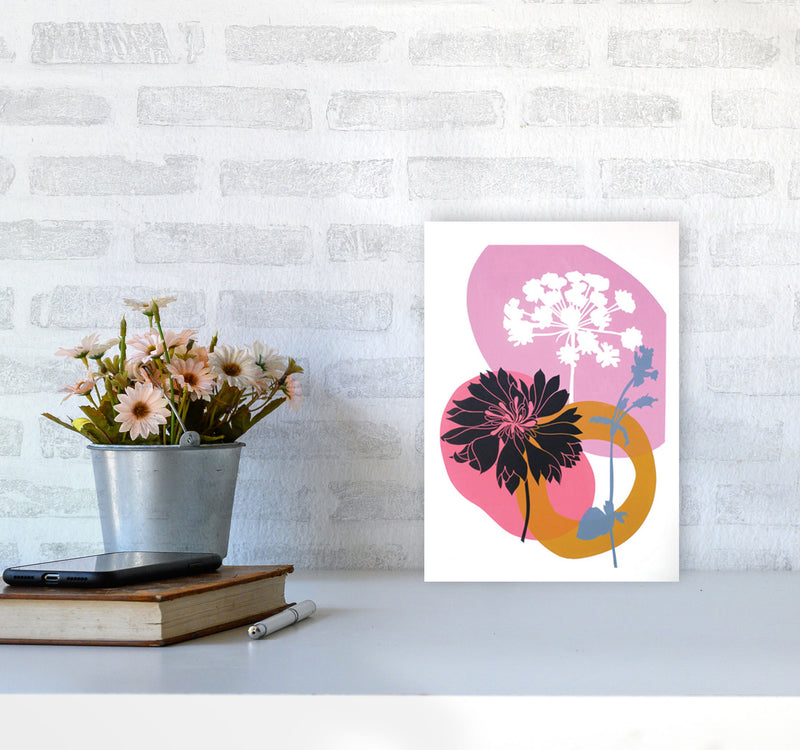 Cornflower & CowParsley postcard Art Print by Kate Heiss A4 Black Frame