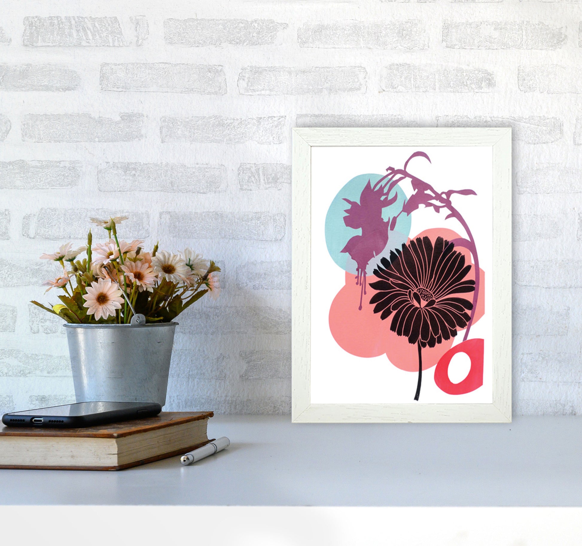 Fuschia Art Print by Kate Heiss A4 Oak Frame
