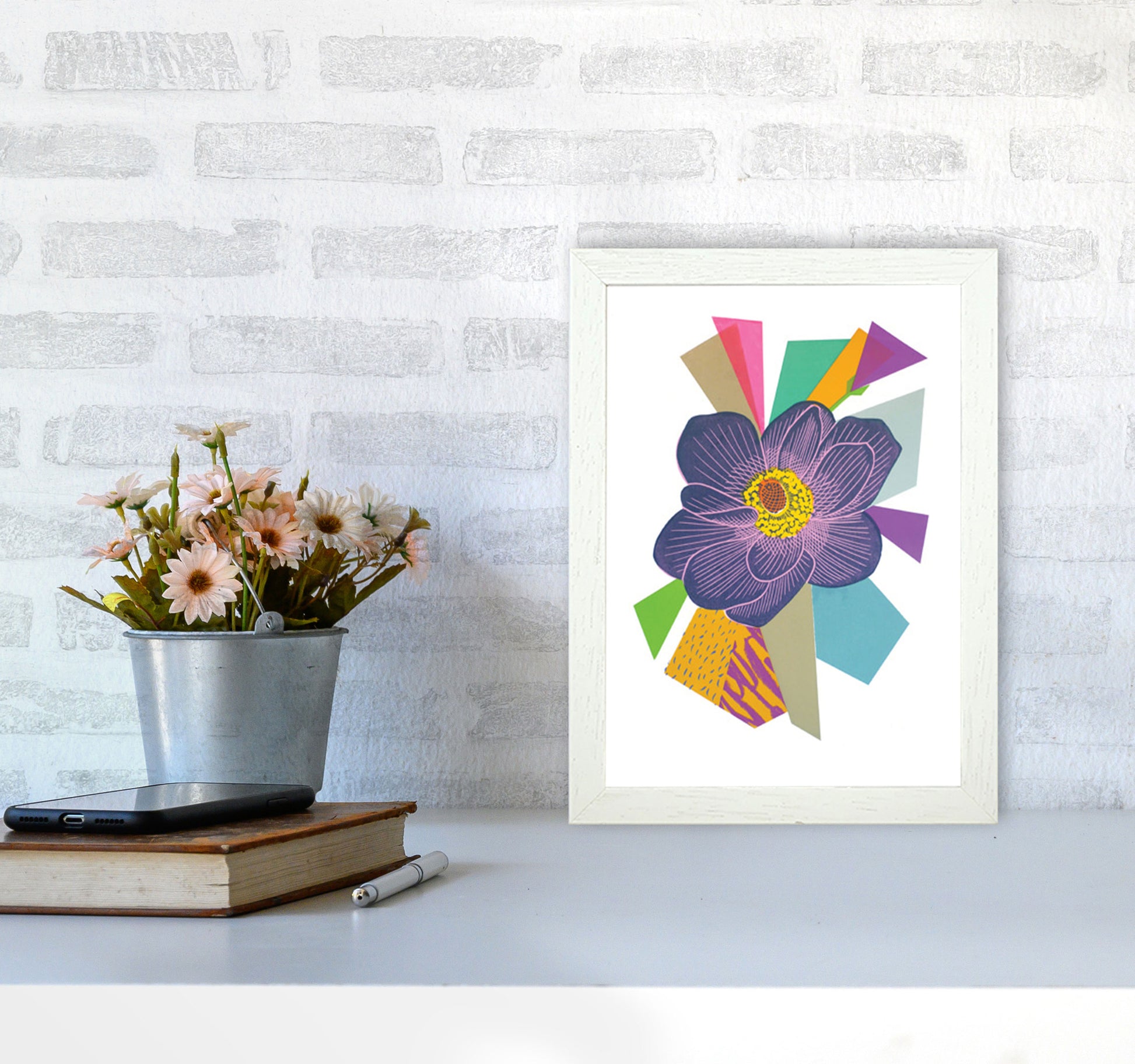 Anemone1 Series 1 Art Print by Kate Heiss A4 Oak Frame