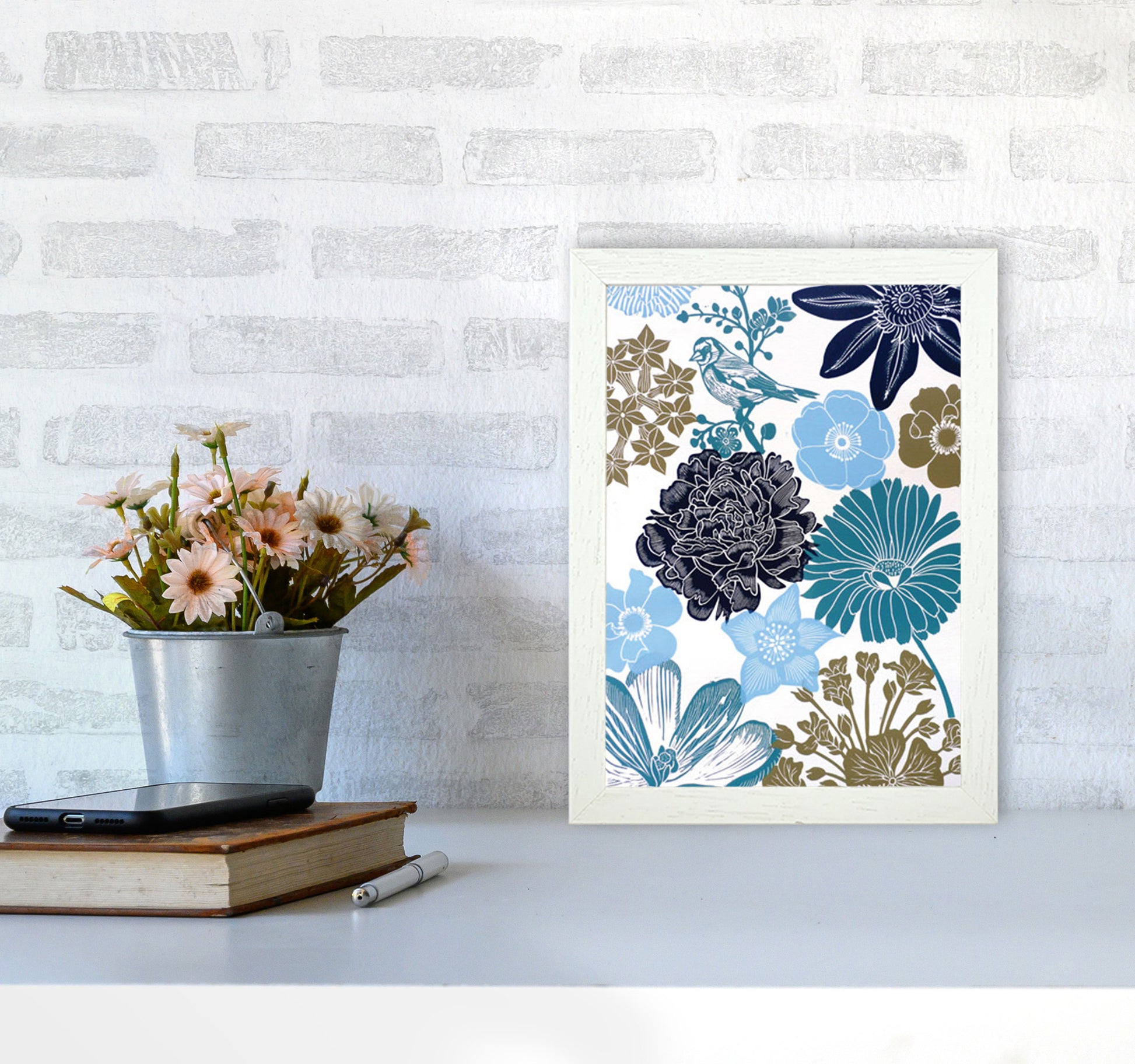 Cottage Garden 8 Art Print by Kate Heiss A4 Oak Frame