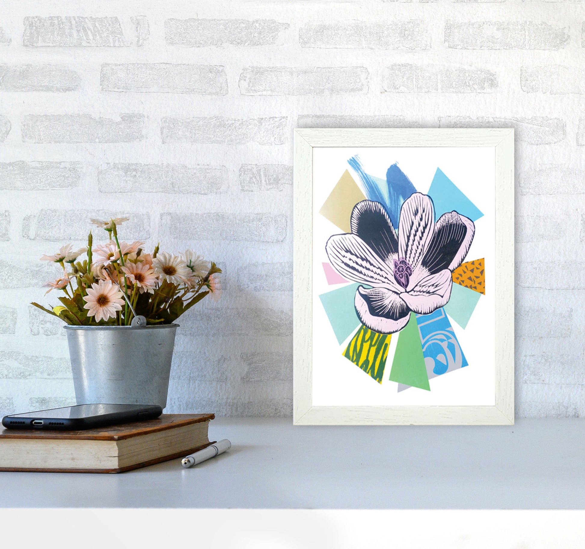 Crocus 2 Series 1 Art Print by Kate Heiss A4 Oak Frame