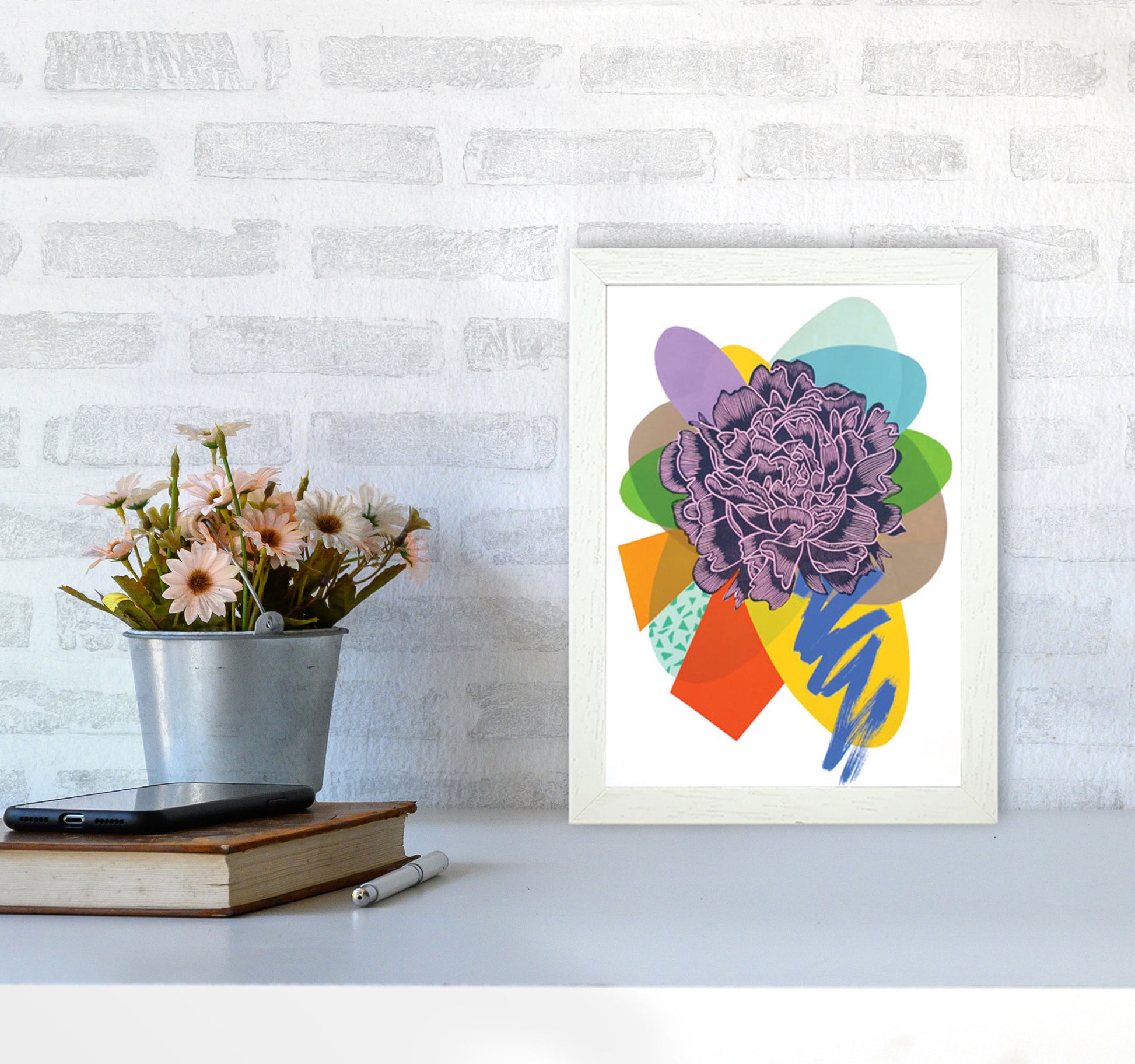 Peony 4 Series 1 Art Print by Kate Heiss A4 Oak Frame