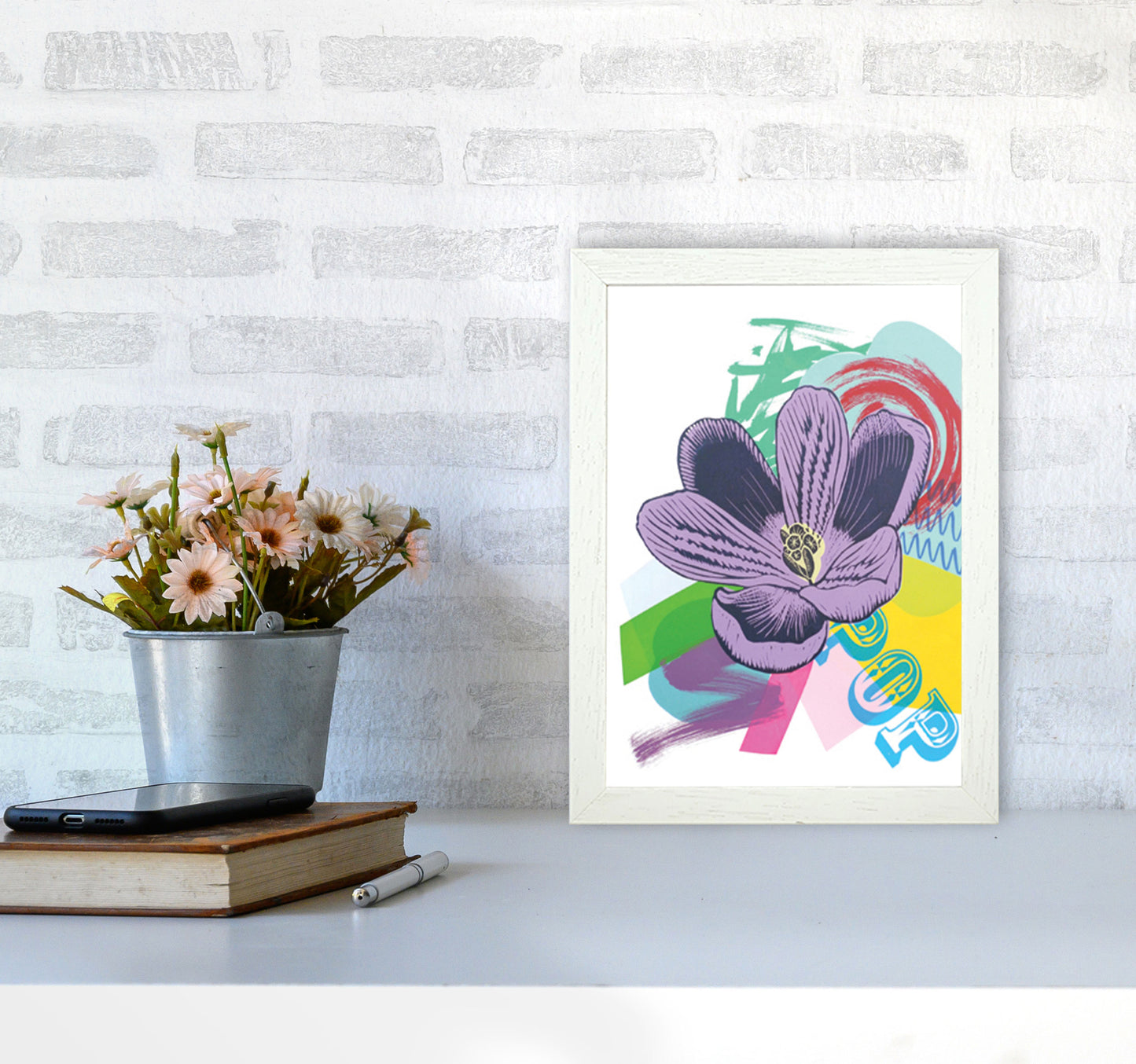 Crocus 1 Series 1 Art Print by Kate Heiss A4 Oak Frame