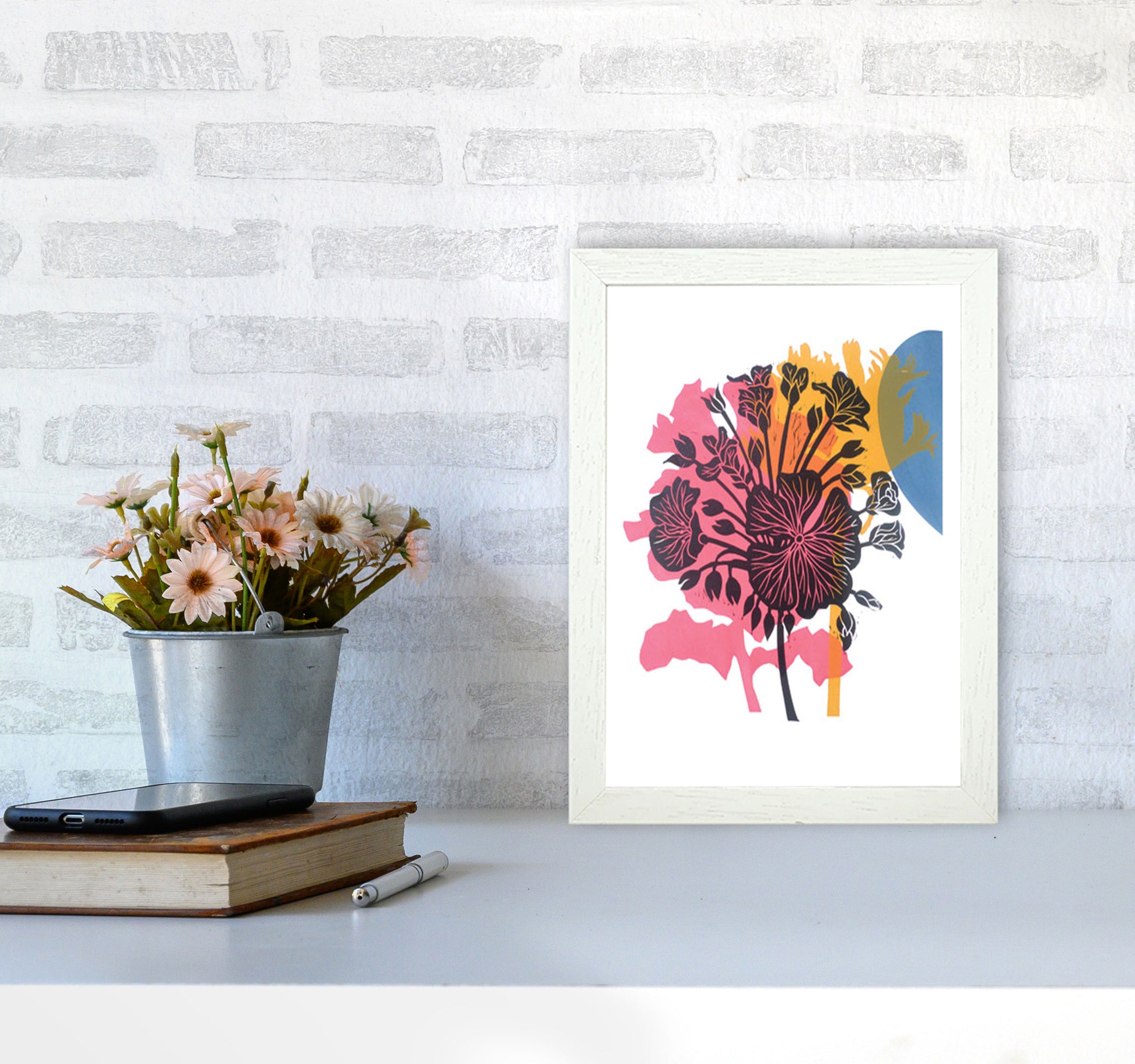 Geranium Art Print by Kate Heiss A4 Oak Frame