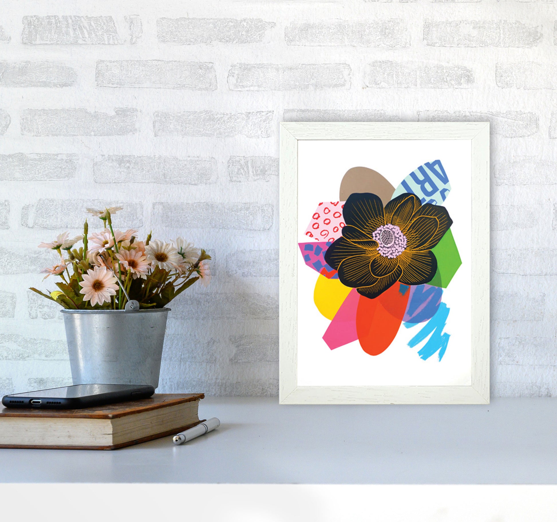 Anemone 1 Series 2 Art Print by Kate Heiss A4 Oak Frame