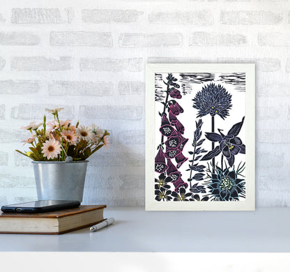 Foxgloves Art Print by Kate Heiss A4 Oak Frame