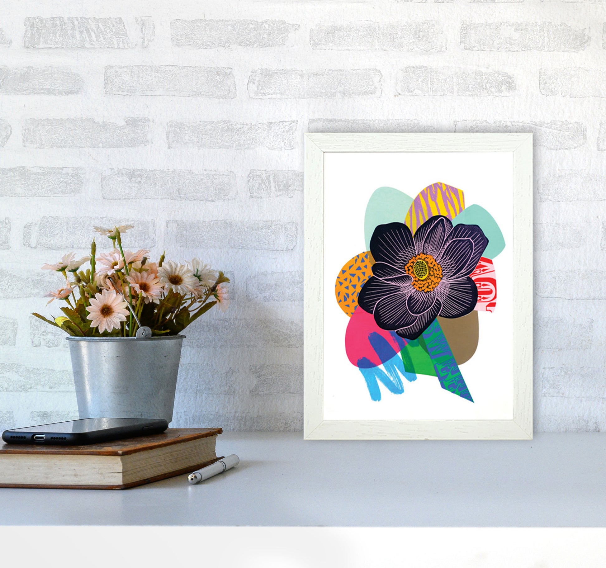 Anemone 2 Series 2 Art Print by Kate Heiss A4 Oak Frame