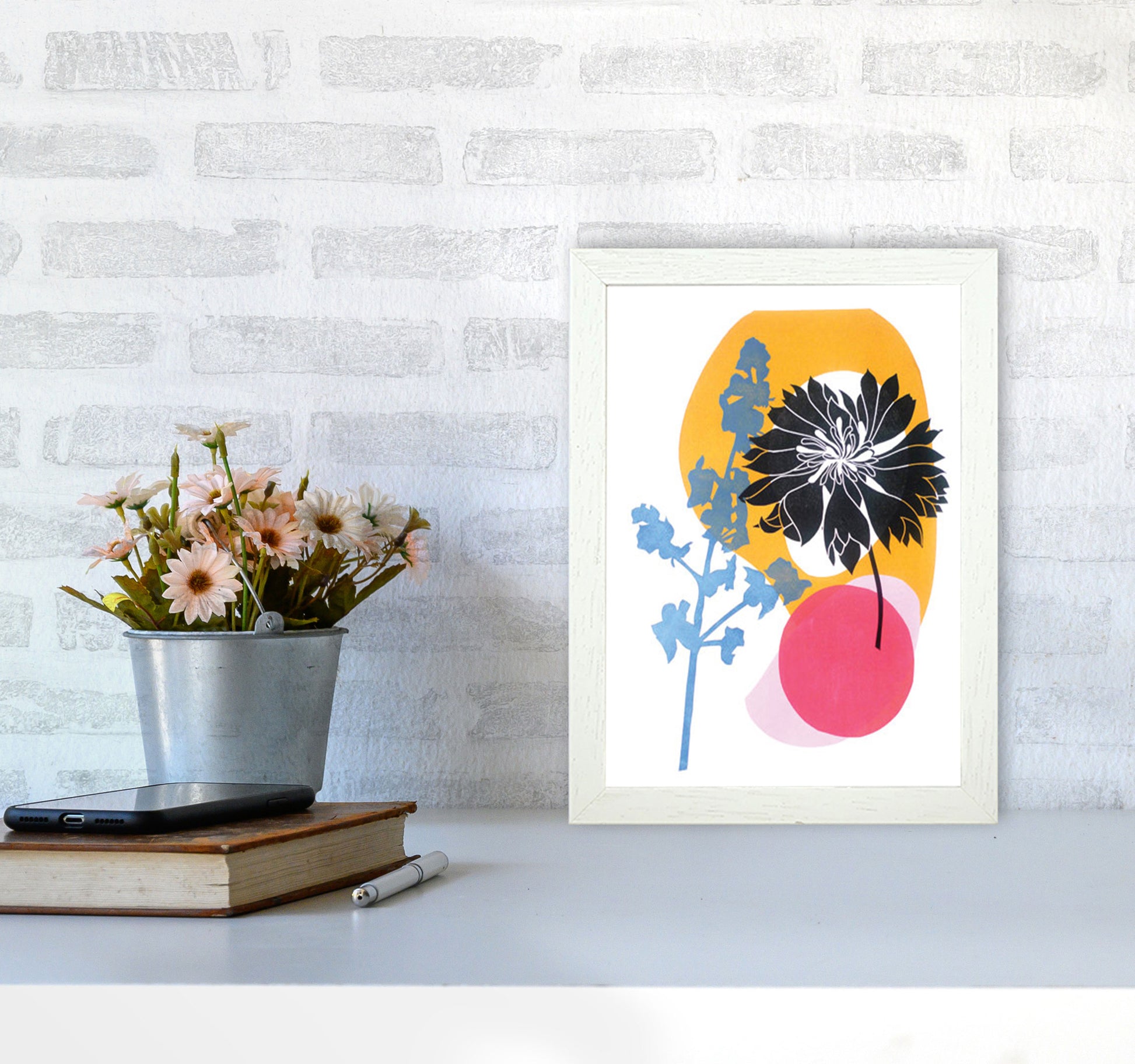 Cornflower Art Print by Kate Heiss A4 Oak Frame