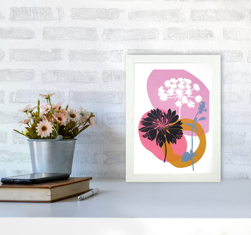 Cornflower & CowParsley postcard Art Print by Kate Heiss A4 Oak Frame