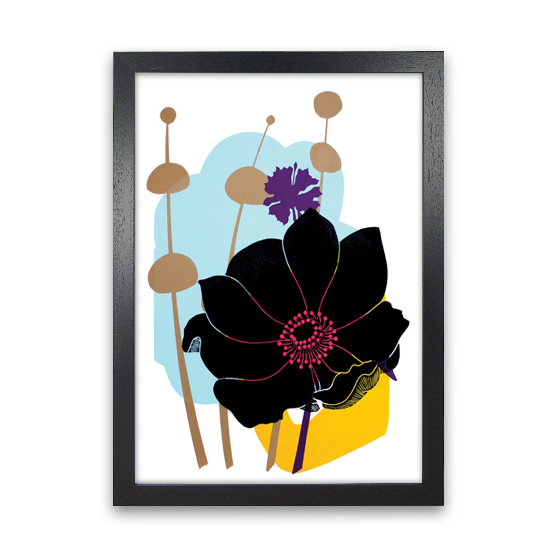 Anemone postcard Art Print by Kate Heiss Black Grain