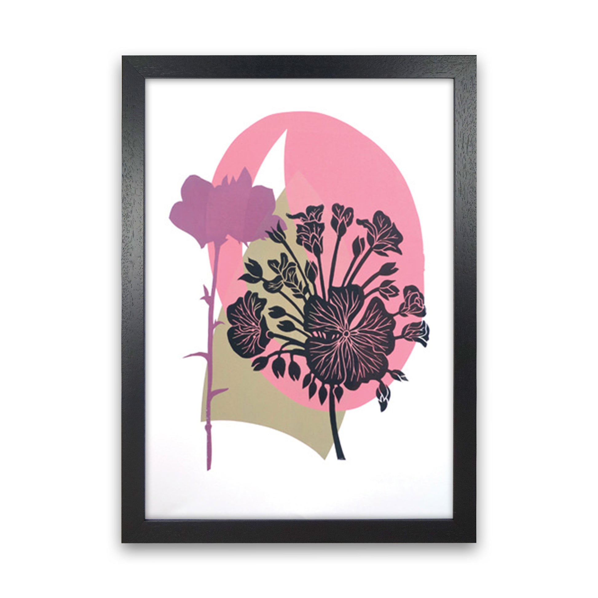 Geranium & Campanula Art Print by Kate Heiss Black Grain