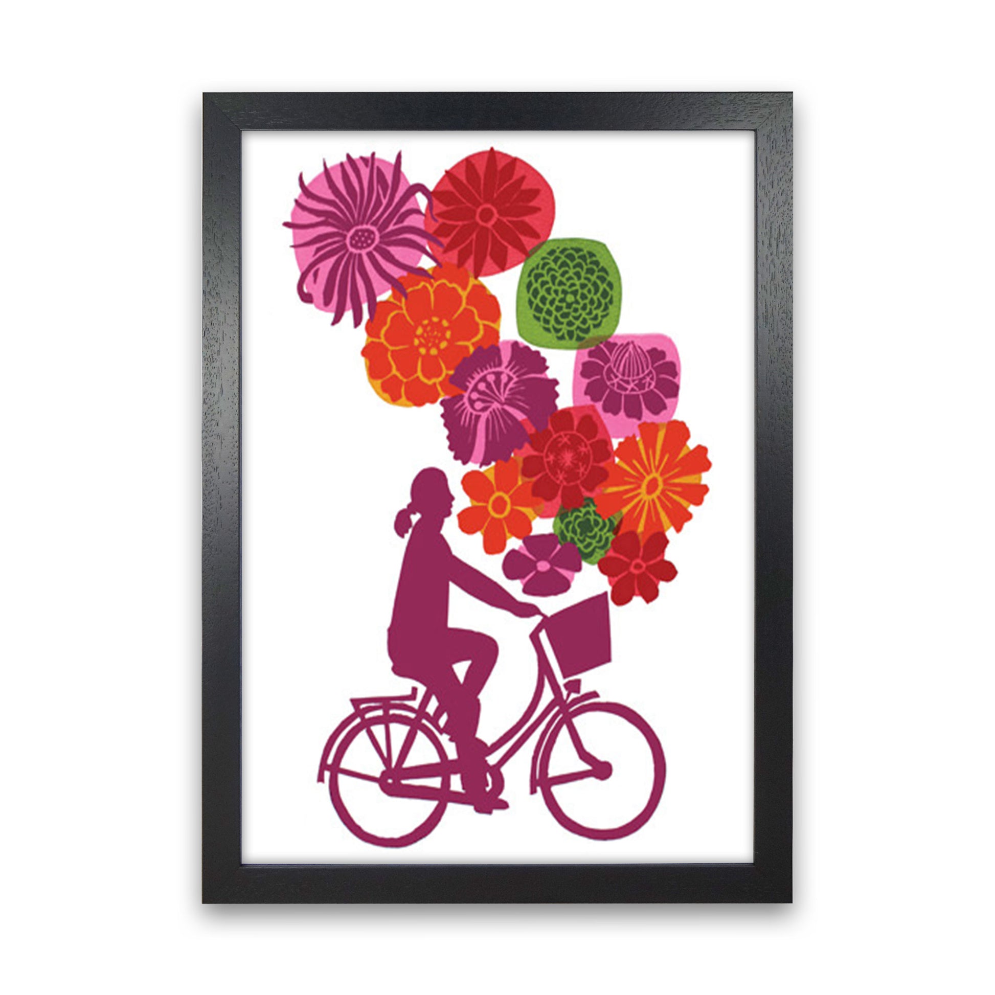 Bike Blooms Art Print by Kate Heiss Black Grain