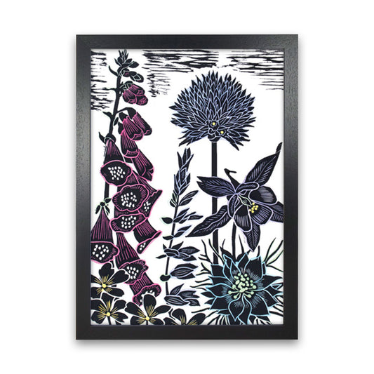 Foxgloves Art Print by Kate Heiss Black Grain