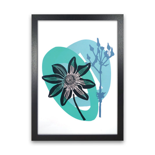 Clematis & Ragwort postcard Art Print by Kate Heiss Black Grain