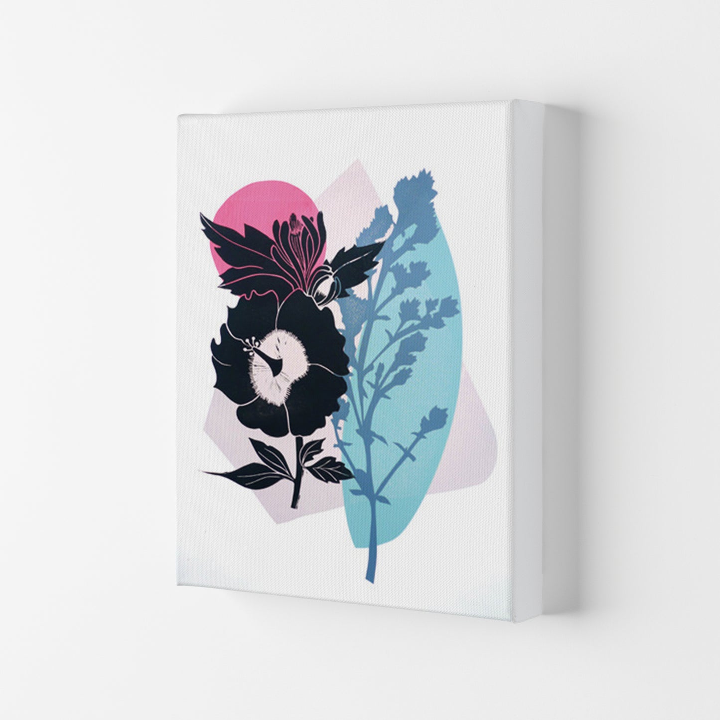Hibiscus & Feverfew postcard Art Print by Kate Heiss Canvas