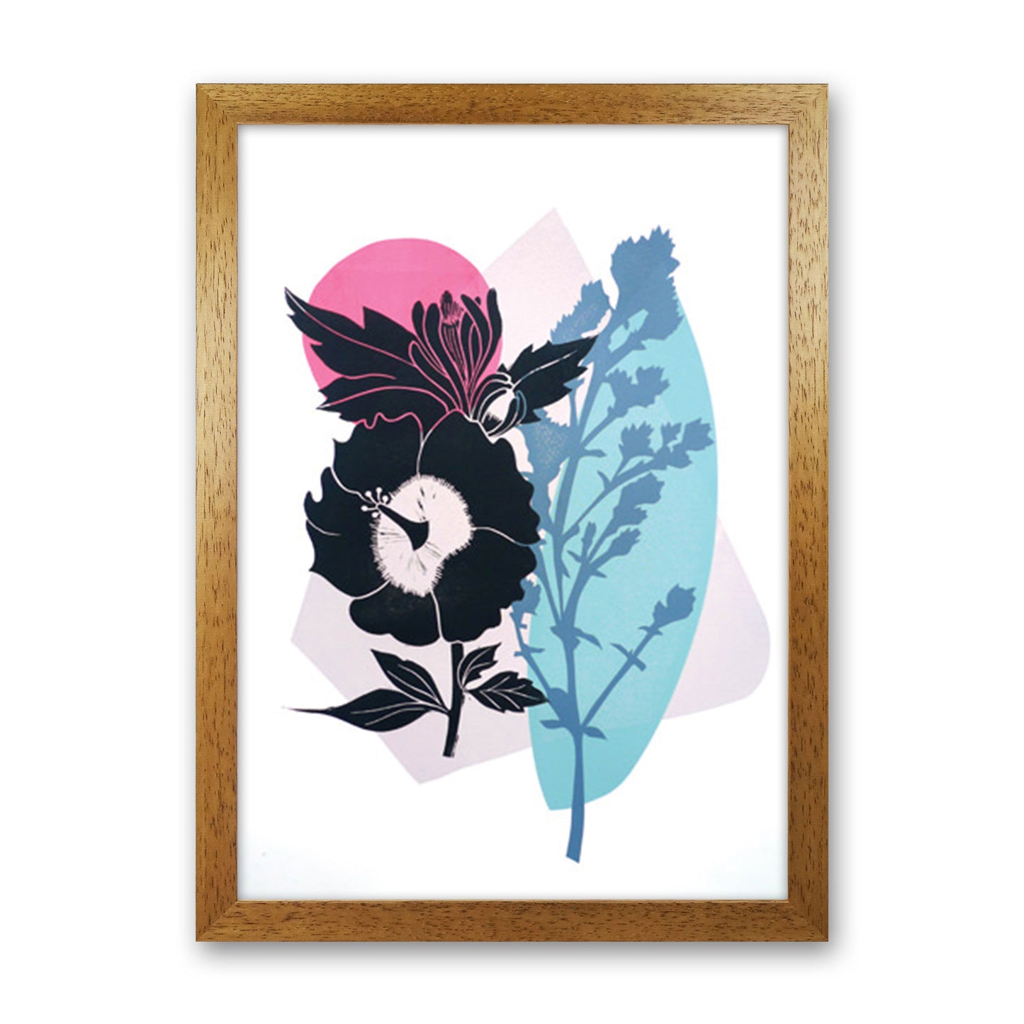 Hibiscus & Feverfew postcard Art Print by Kate Heiss Oak Grain
