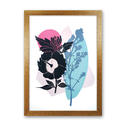 Hibiscus & Feverfew postcard Art Print by Kate Heiss Oak Grain