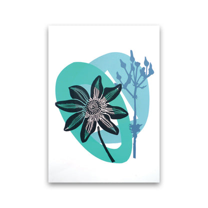 Clematis & Ragwort postcard Art Print by Kate Heiss Print Only