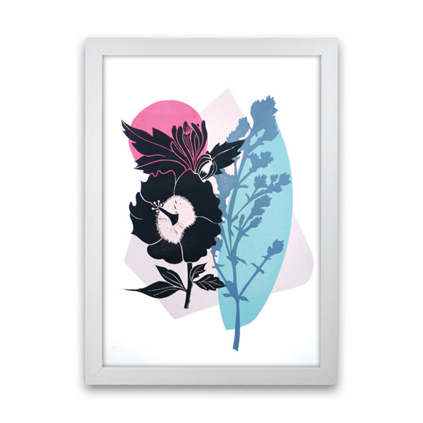 Hibiscus & Feverfew postcard Art Print by Kate Heiss White Grain